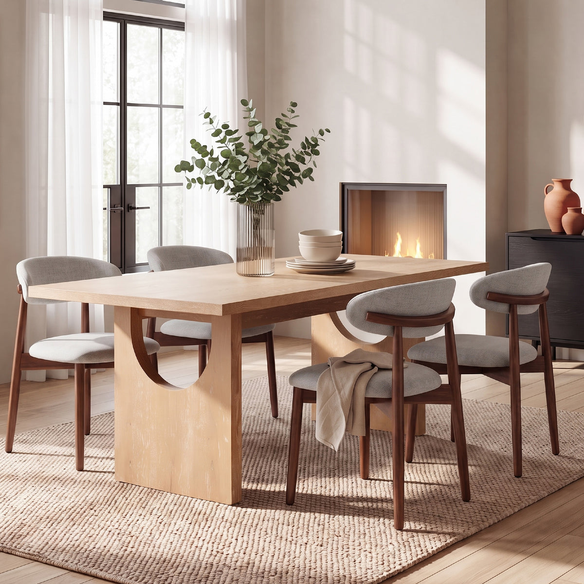 COLAMY HALO 72" Dining Table with NOYA Dining Chairs Set for 4-6