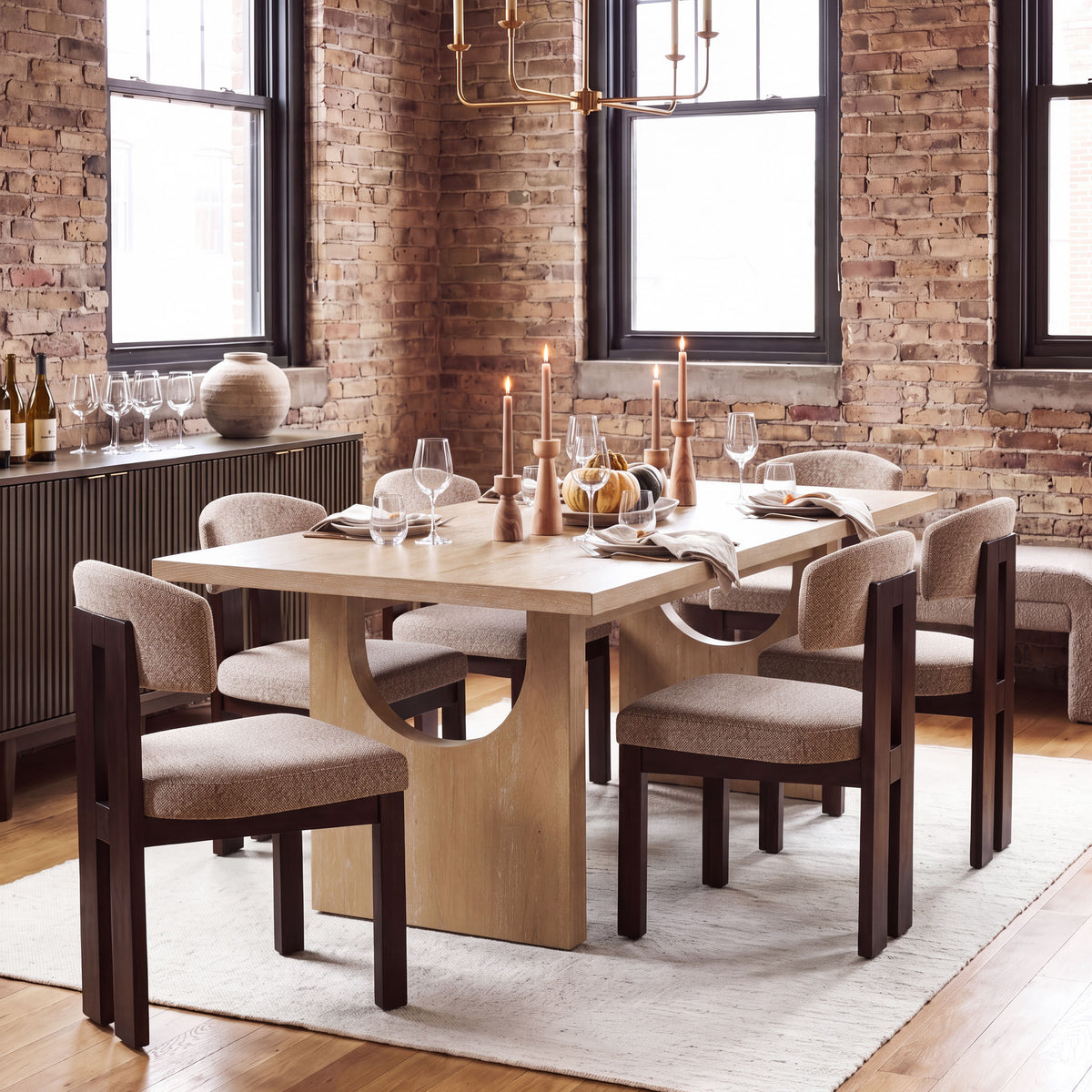 COLAMY HALO 72" Dining Table with HALO Wood Dining Chairs Set for 4-6