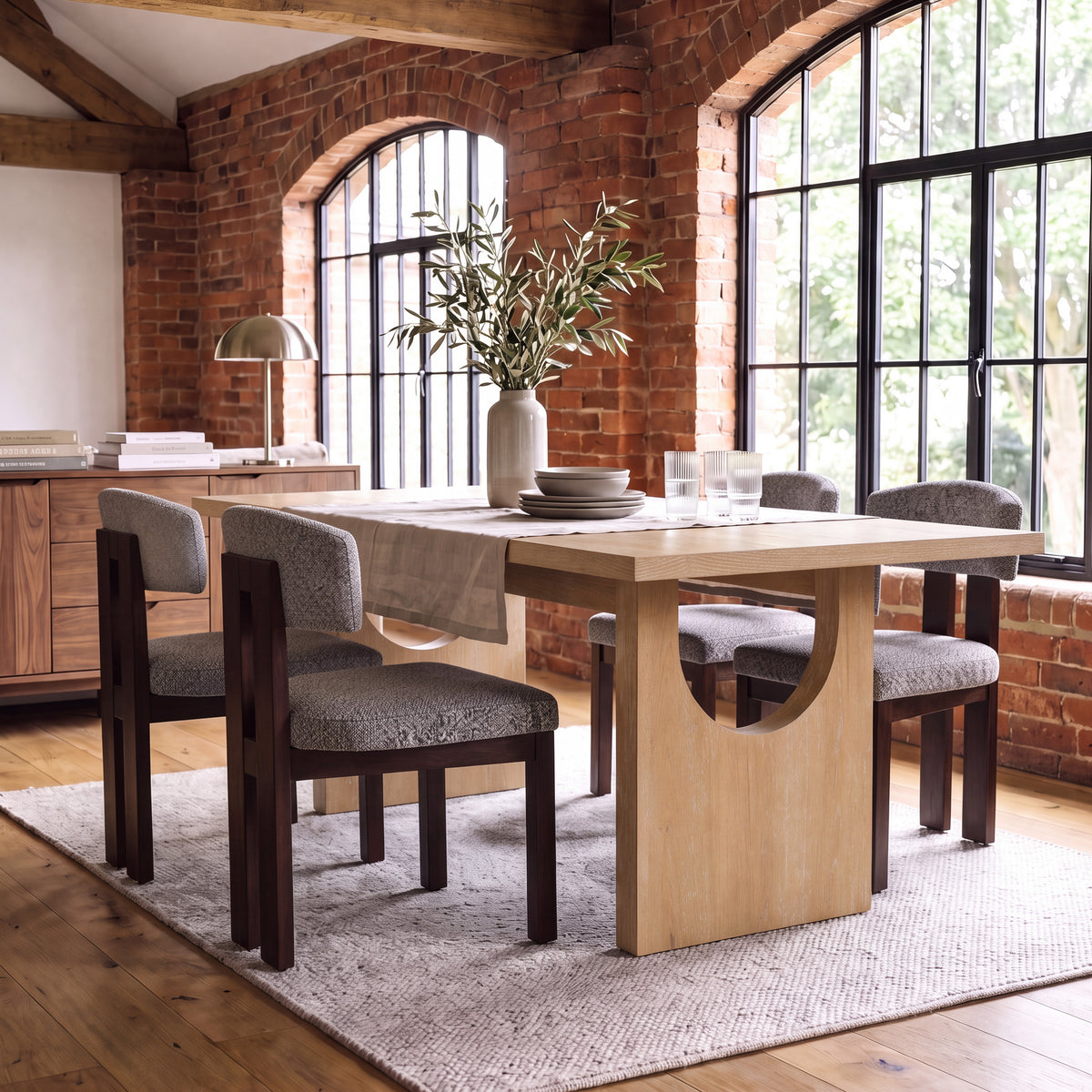 COLAMY HALO 72" Dining Table with HALO Wood Dining Chairs Set for 4-6