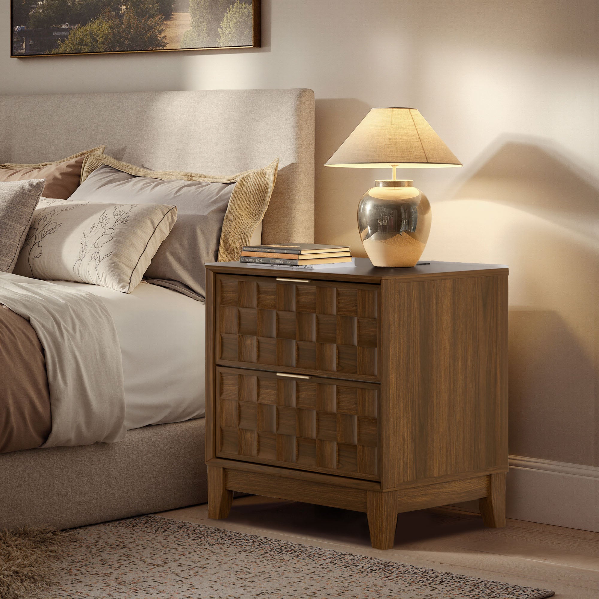COLAMY Nightstand with Charging Station