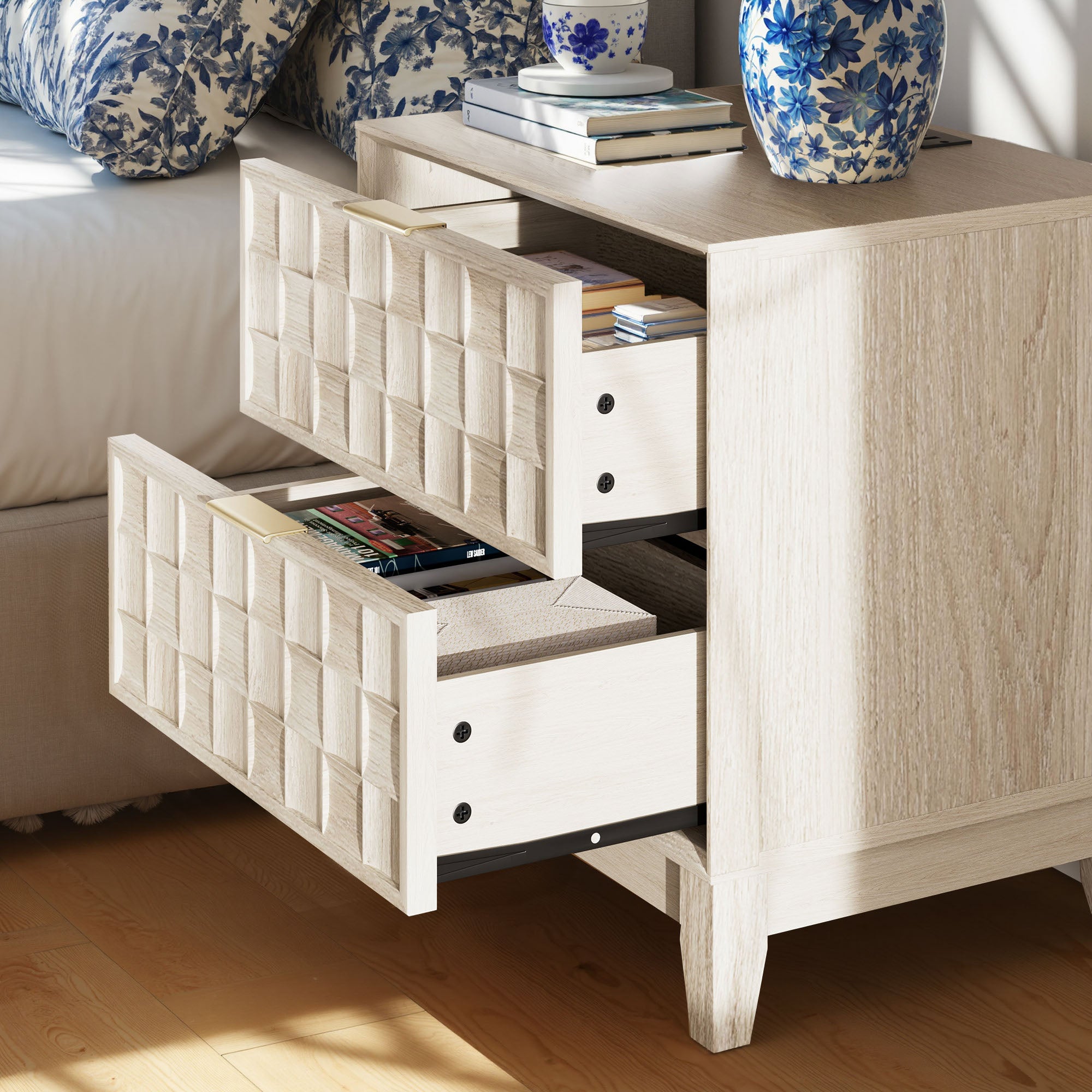 COLAMY Nightstand with Charging Station