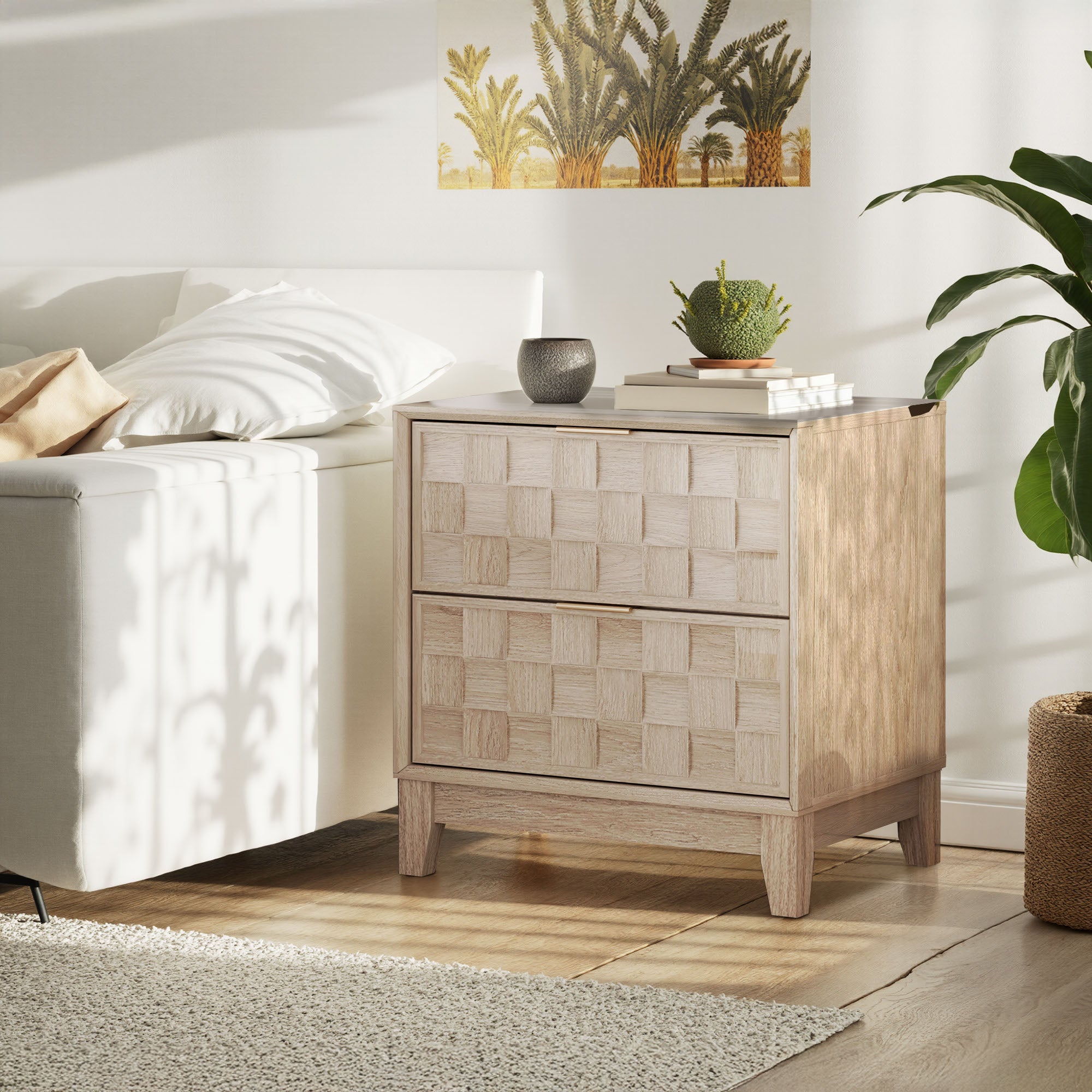COLAMY Nightstand with Charging Station