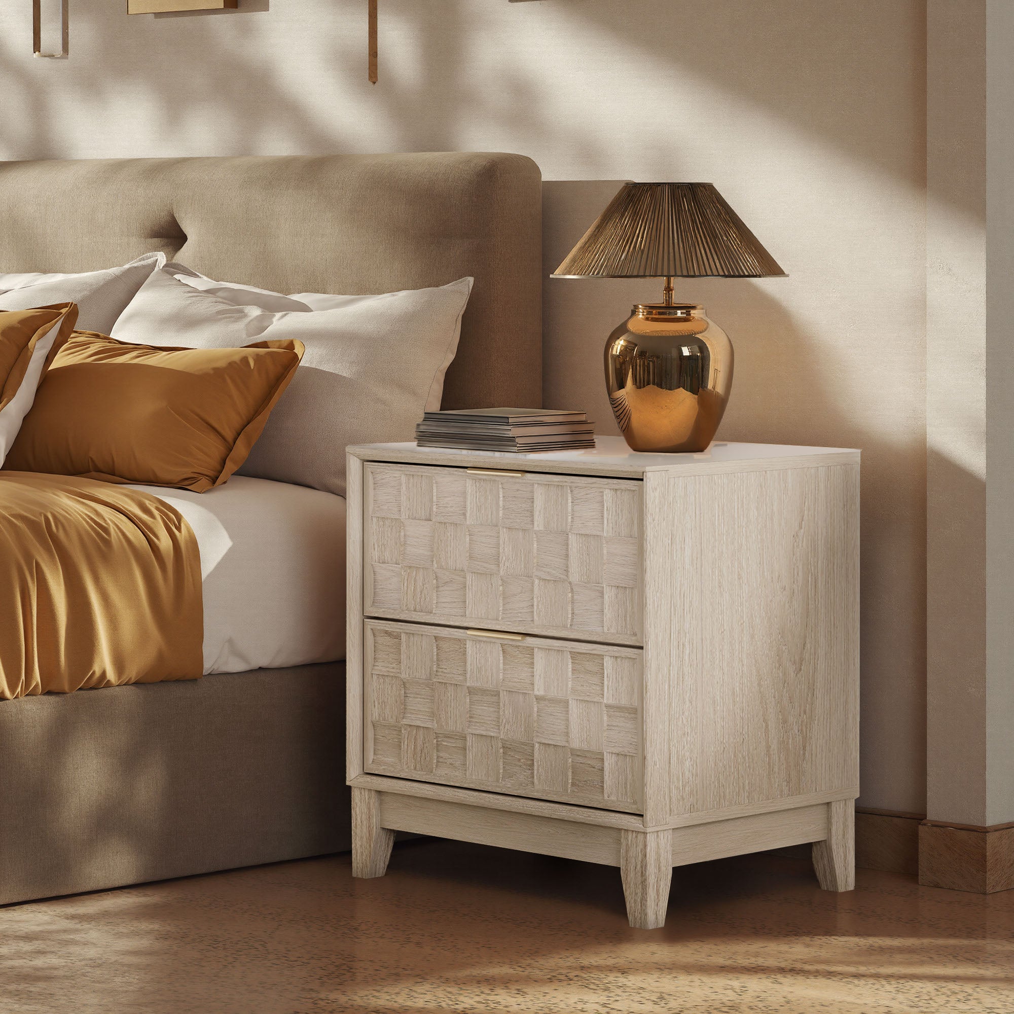 COLAMY Nightstand with Charging Station