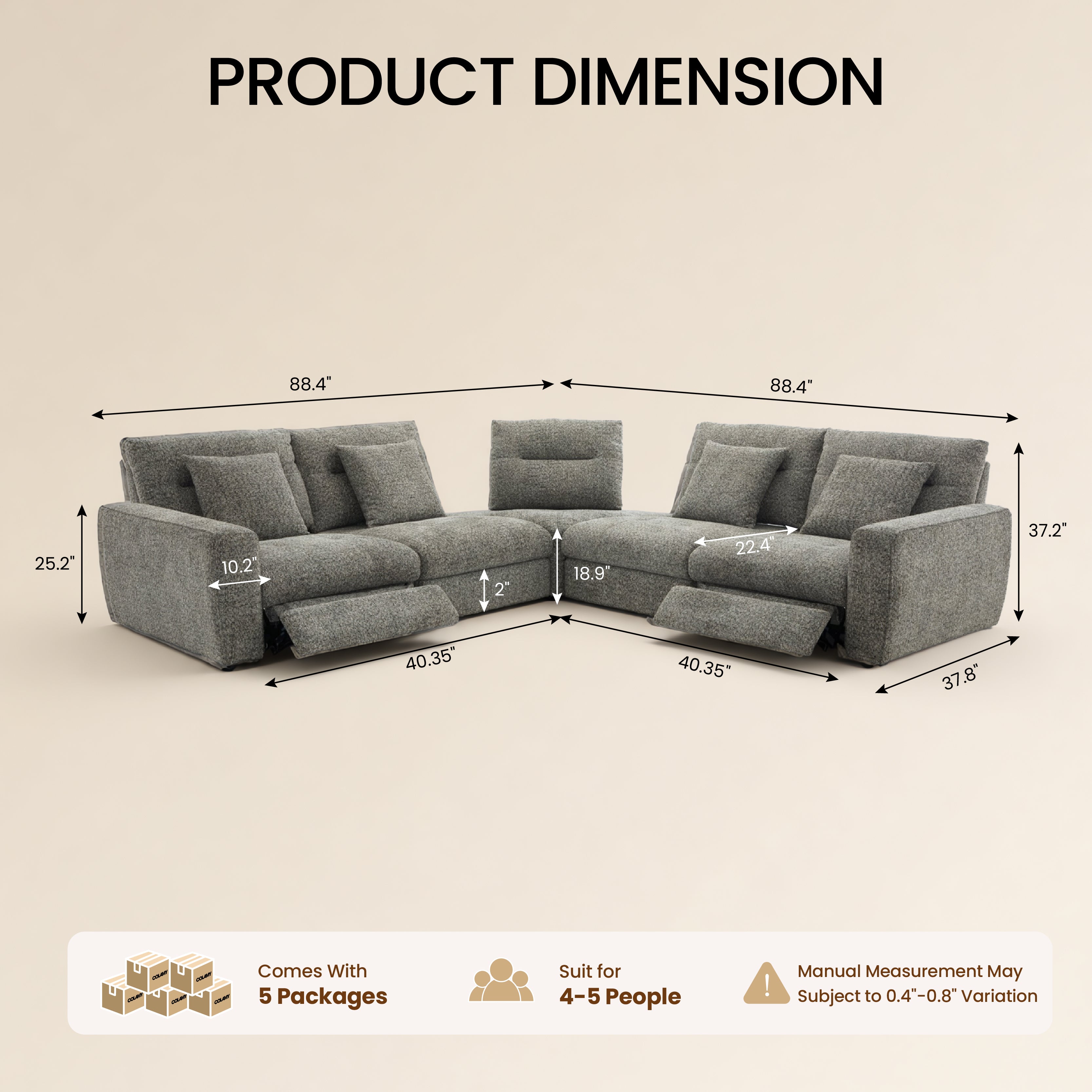 COLAMY AURA 5-Seat Modular Power Reclining Sofa