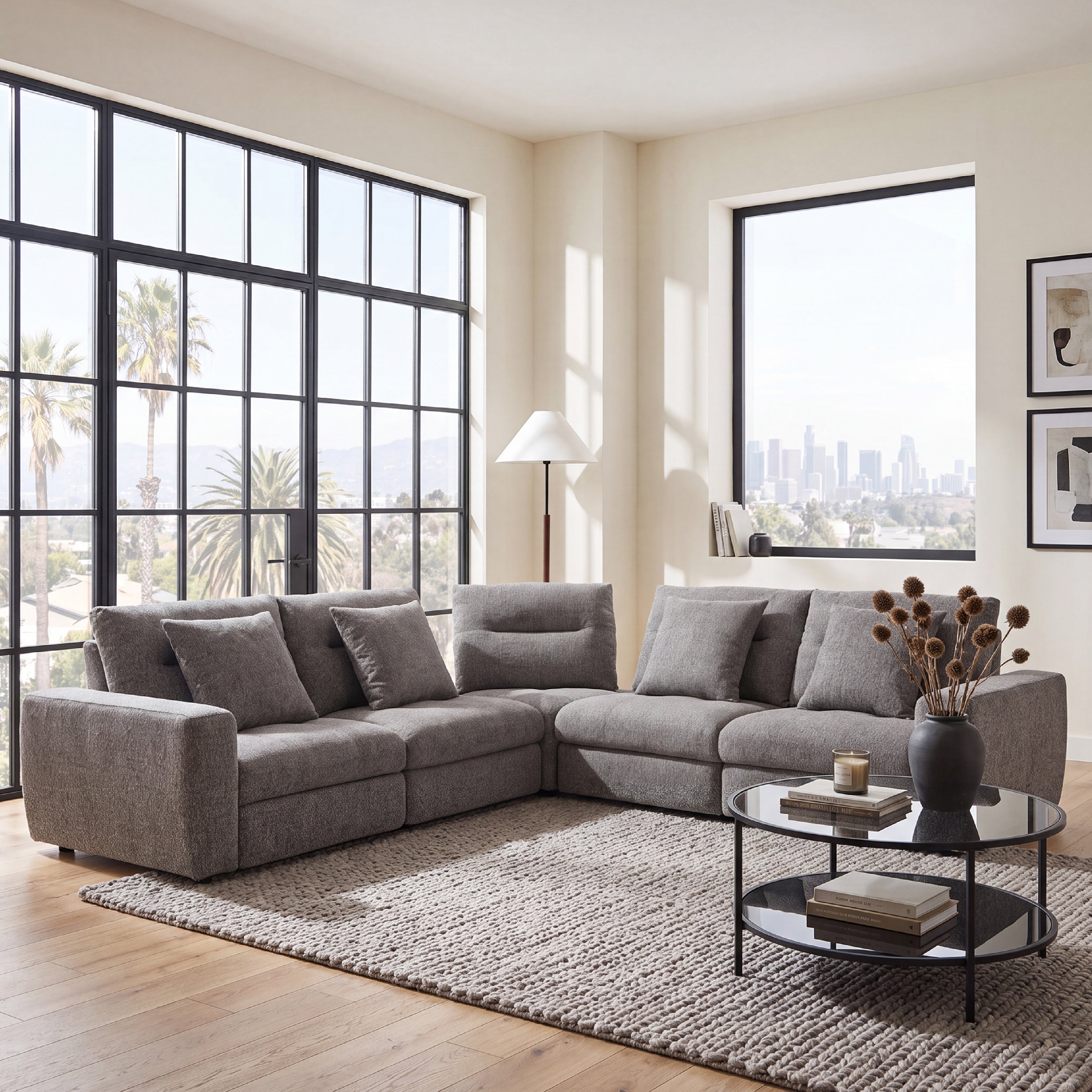 COLAMY AUREN 5-Seat Modular Power Reclining Sofa