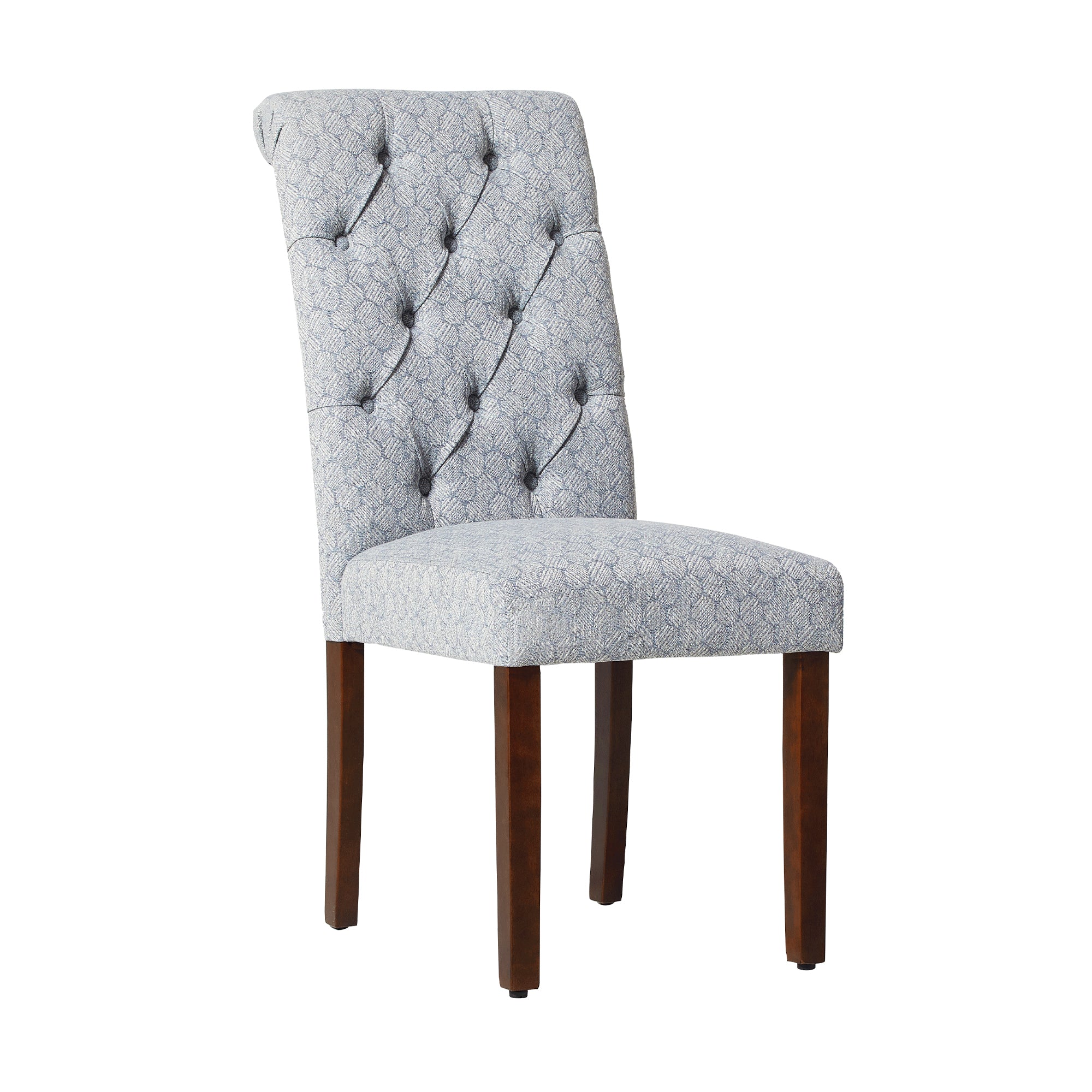 COLAMY Tufted Fabric Rolled Back Dining Chair