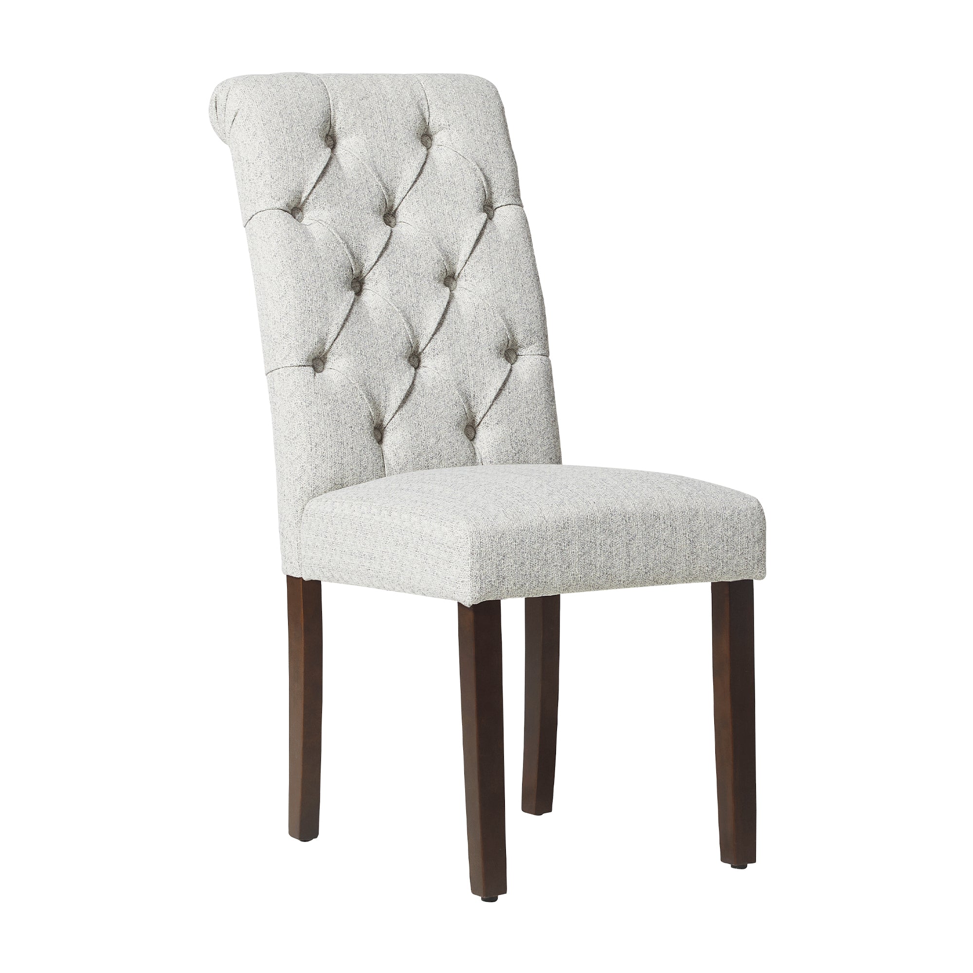 COLAMY Tufted Fabric Rolled Back Dining Chair