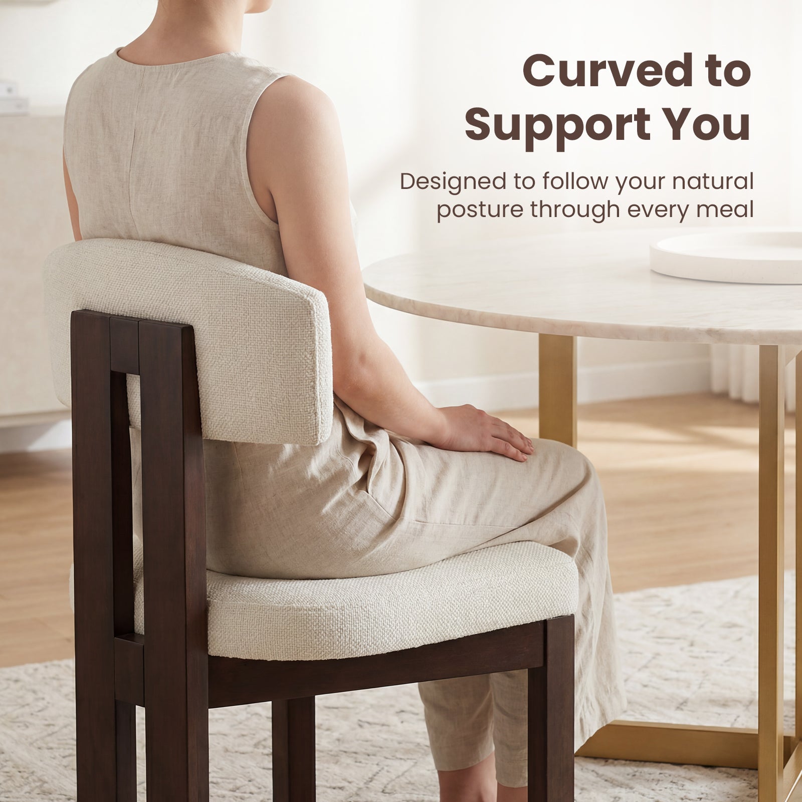 COLAMY HALO Modern Upholstered Wood Dining Chair