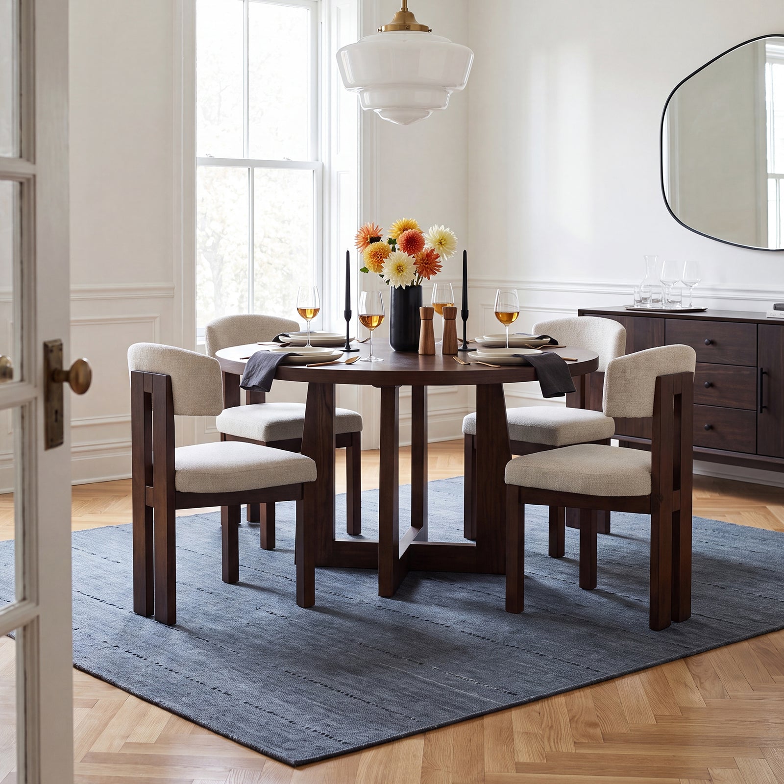 COLAMY HALO Modern Upholstered Wood Dining Chair