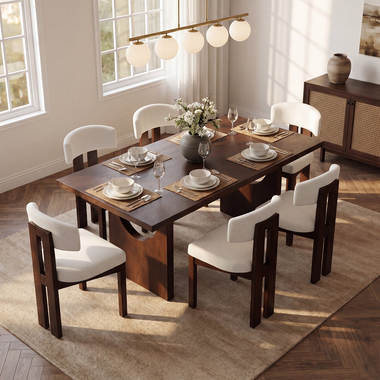 COLAMY HALO Modern Upholstered Wood Dining Chair