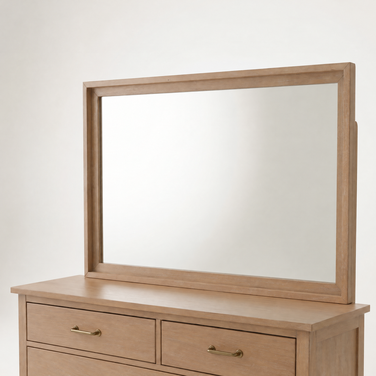COLAMY HUSH Mid-Century Modern 6 Drawer Double Dresser with Mirror