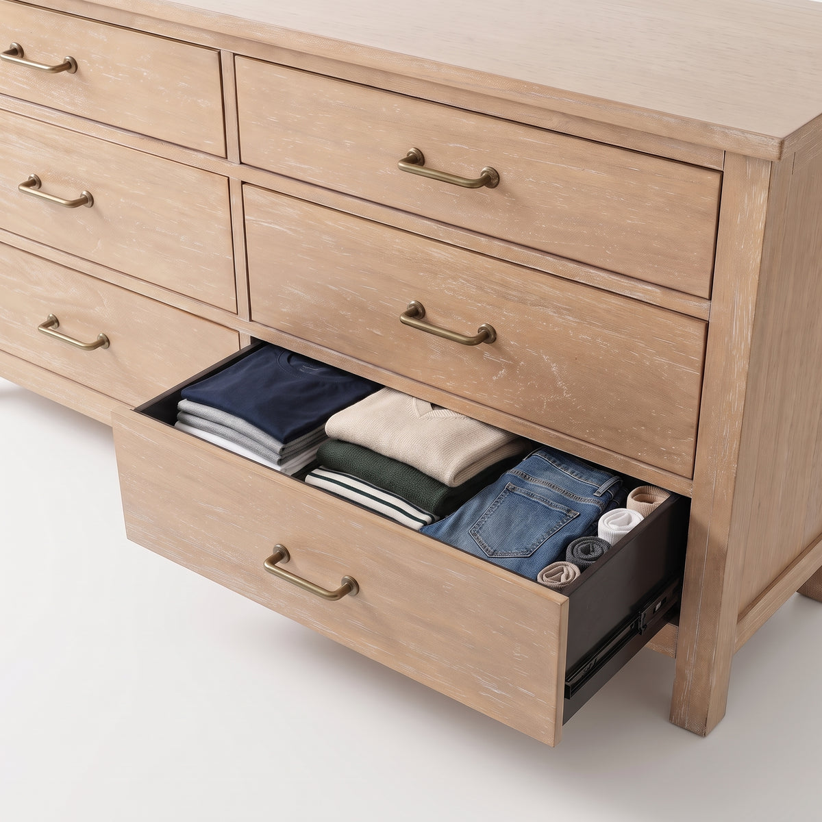 COLAMY HUSH Mid-Century Modern 6 Drawer Double Dresser for Bedroom
