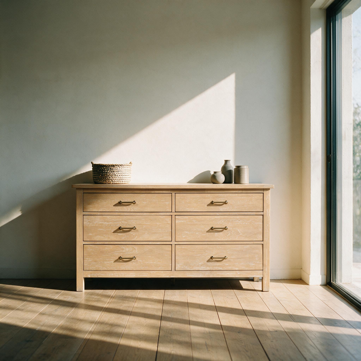 COLAMY HUSH Mid-Century Modern 6 Drawer Double Dresser for Bedroom