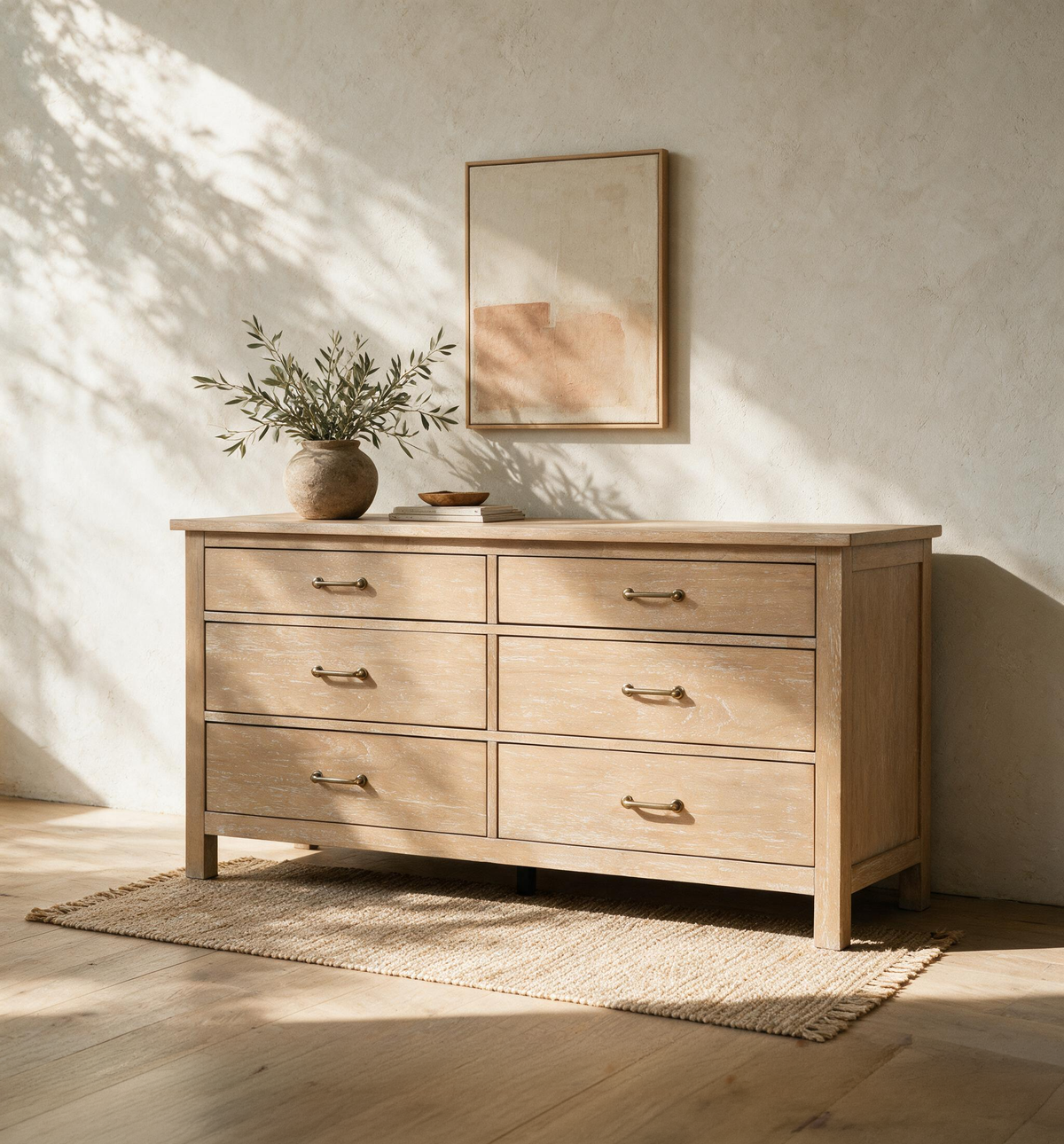 COLAMY HUSH Mid-Century Modern 6 Drawer Double Dresser for Bedroom