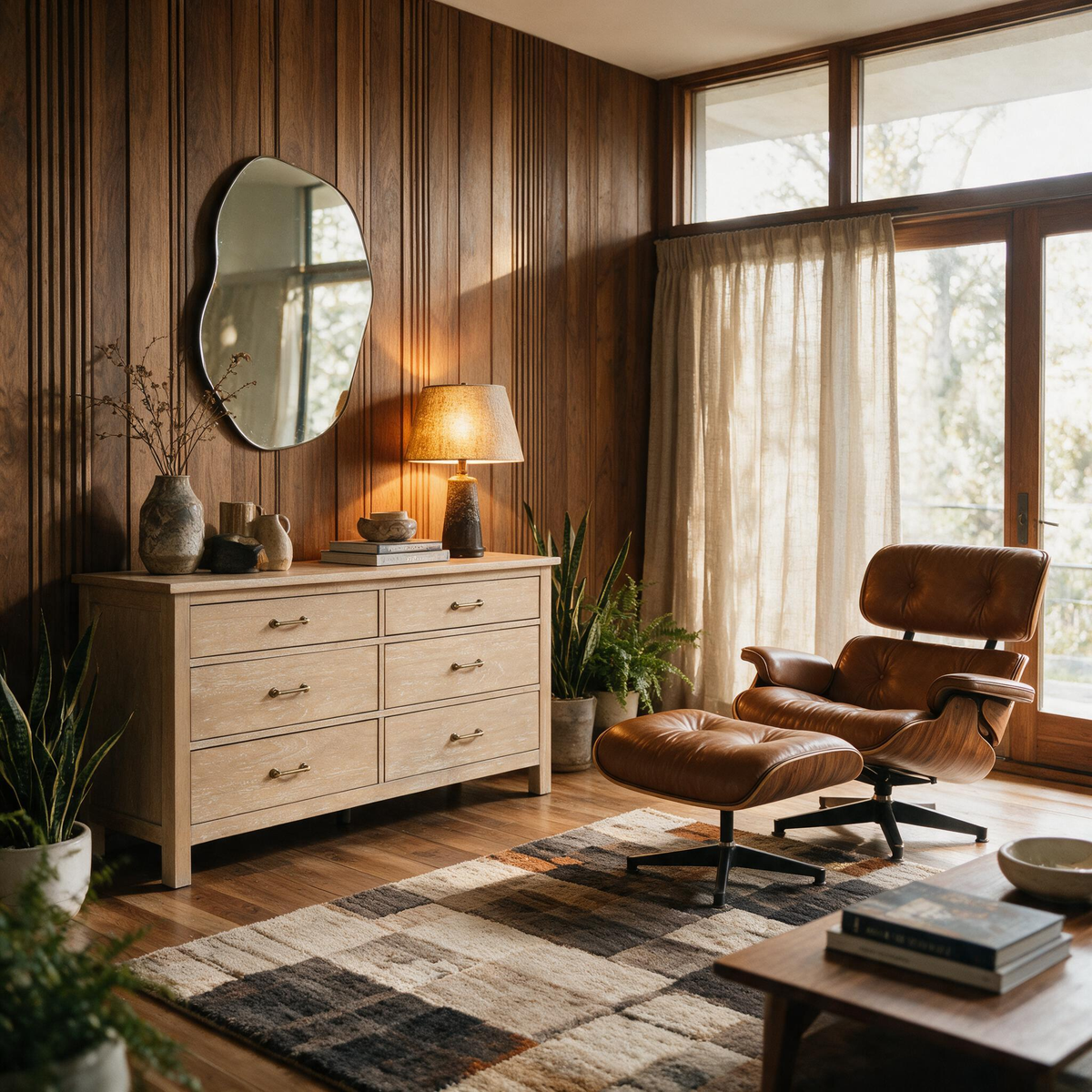 COLAMY HUSH Mid-Century Modern 6 Drawer Double Dresser for Bedroom