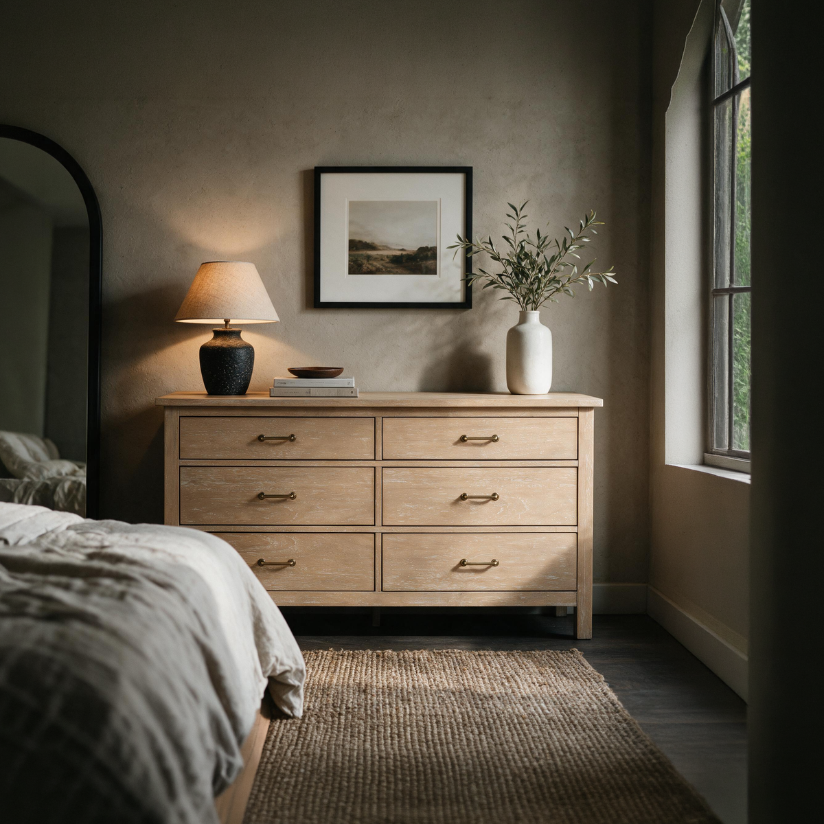 COLAMY HUSH Mid-Century Modern 6 Drawer Double Dresser for Bedroom