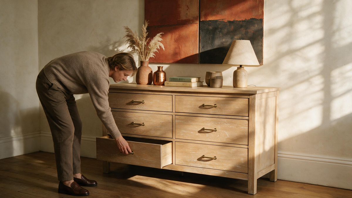 COLAMY HUSH Mid-Century Modern 6 Drawer Double Dresser for Bedroom