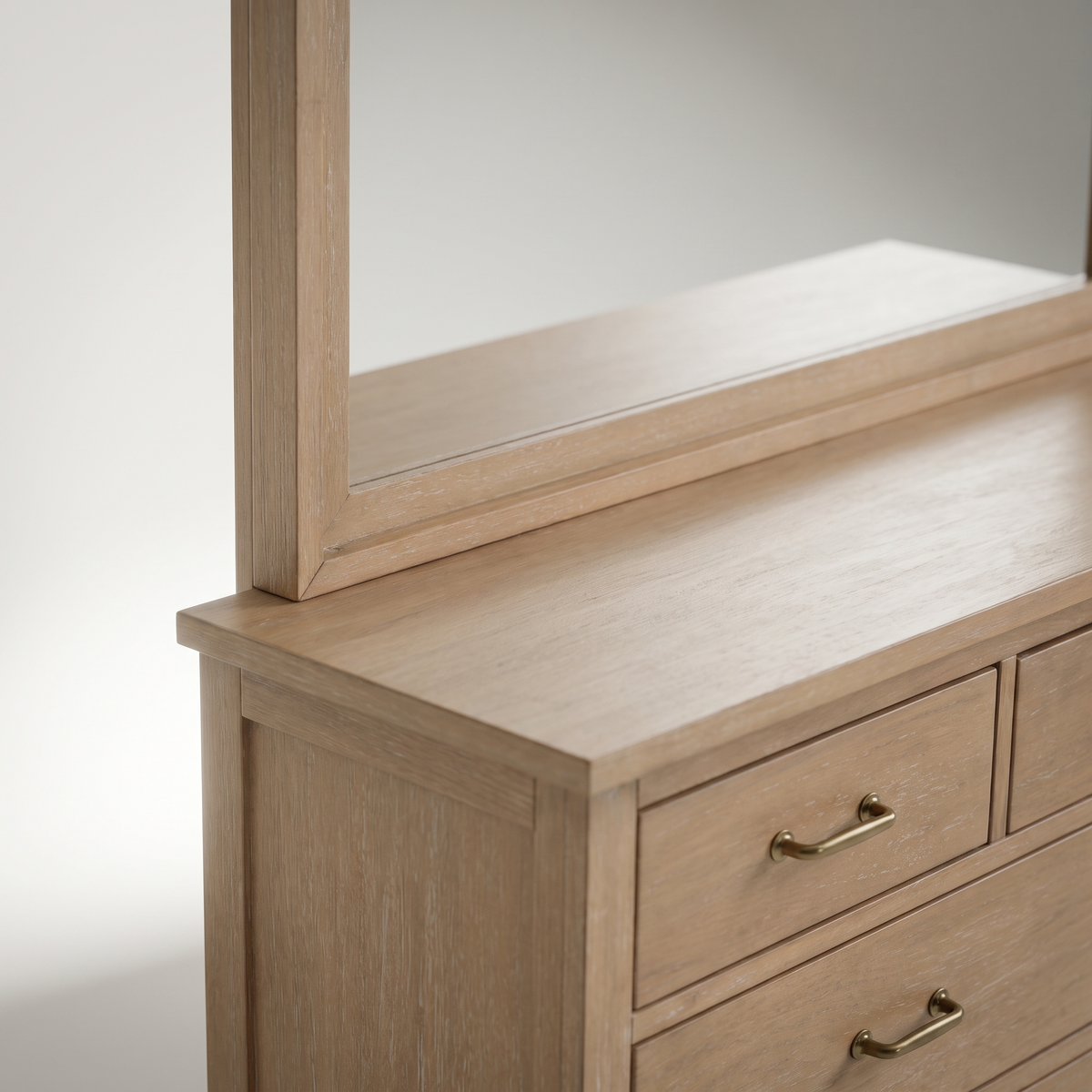 COLAMY HUSH Mid-Century 7 Drawer Double Dresser with Mirror