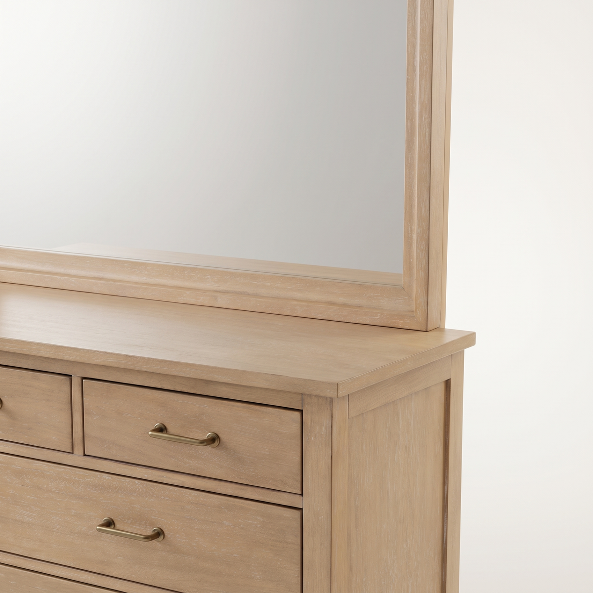 COLAMY HUSH Mid-Century 7 Drawer Double Dresser with Mirror
