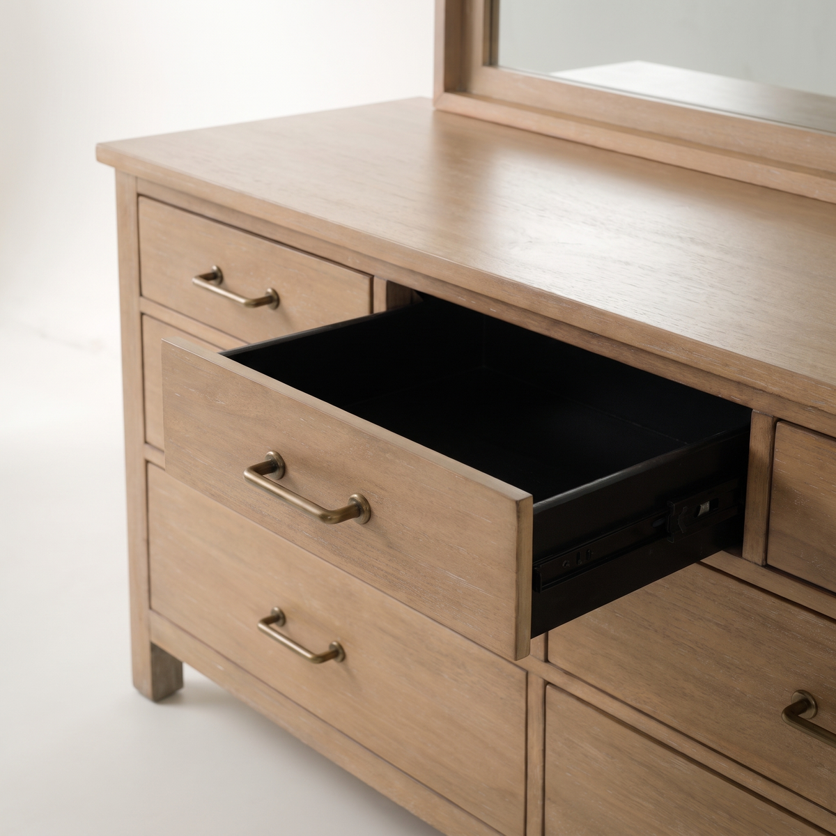 COLAMY HUSH Mid-Century 7 Drawer Double Dresser with Mirror