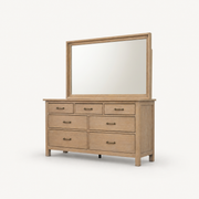 COLAMY HUSH Mid-Century 7 Drawer Double Dresser with Mirror