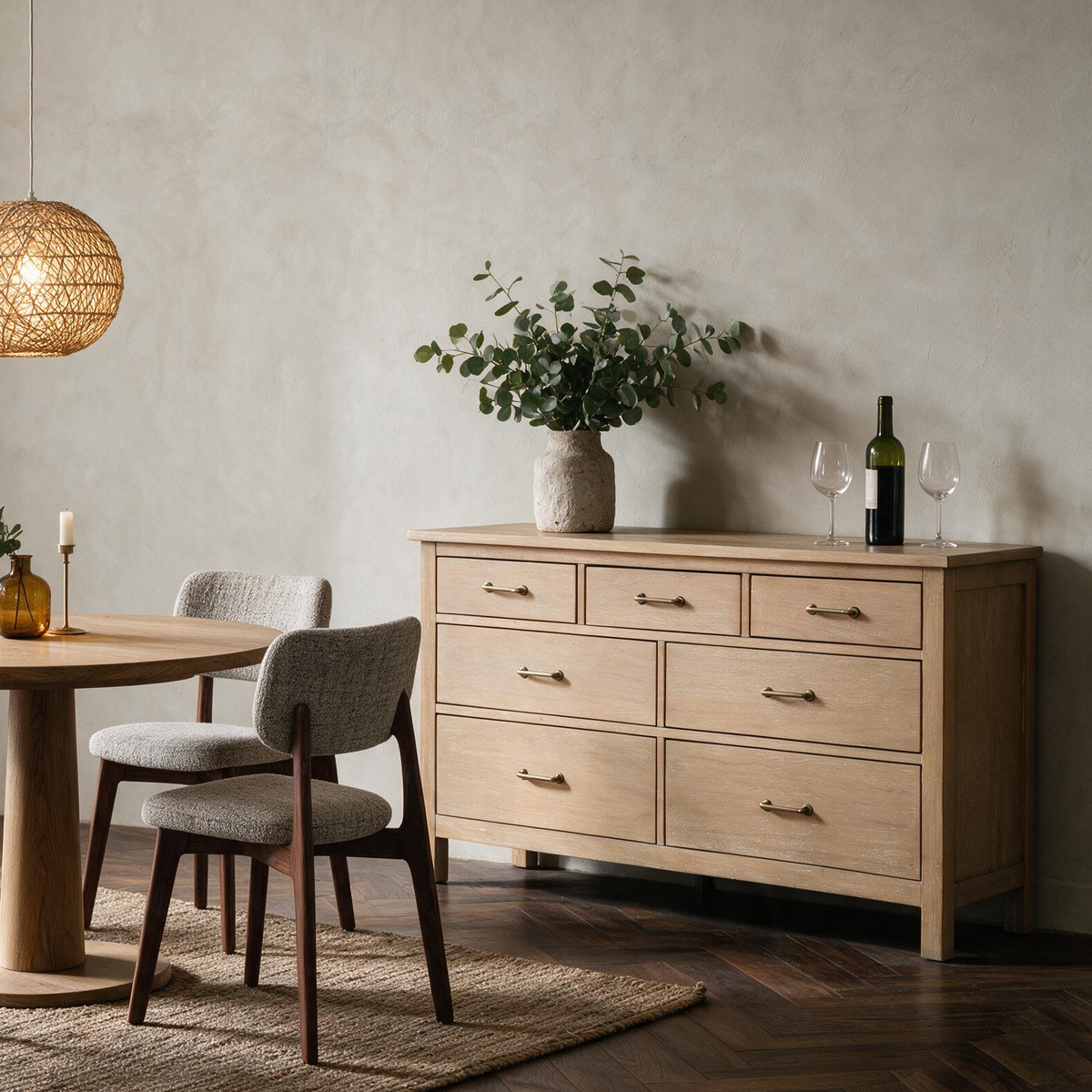 COLAMY HUSH Mid-Century 7 Drawer Double Dresser for Bedroom