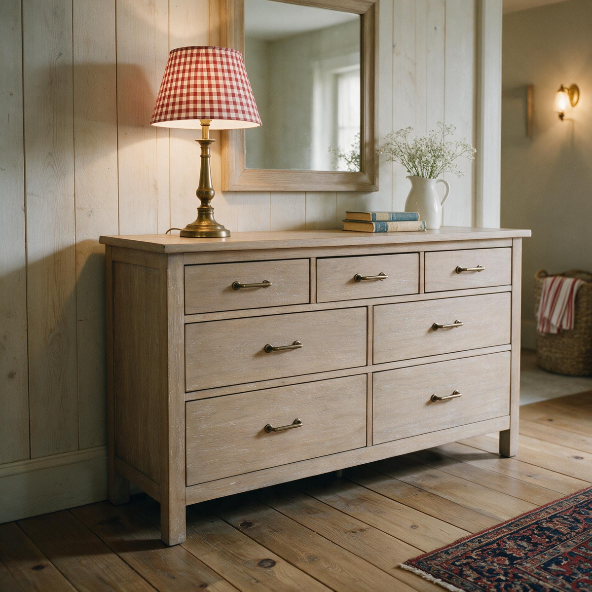 COLAMY HUSH Mid-Century 7 Drawer Double Dresser for Bedroom