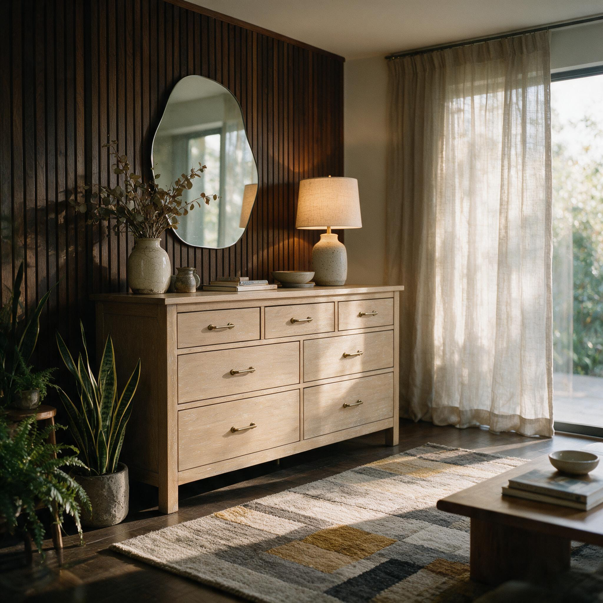 COLAMY HUSH Mid-Century 7 Drawer Double Dresser for Bedroom