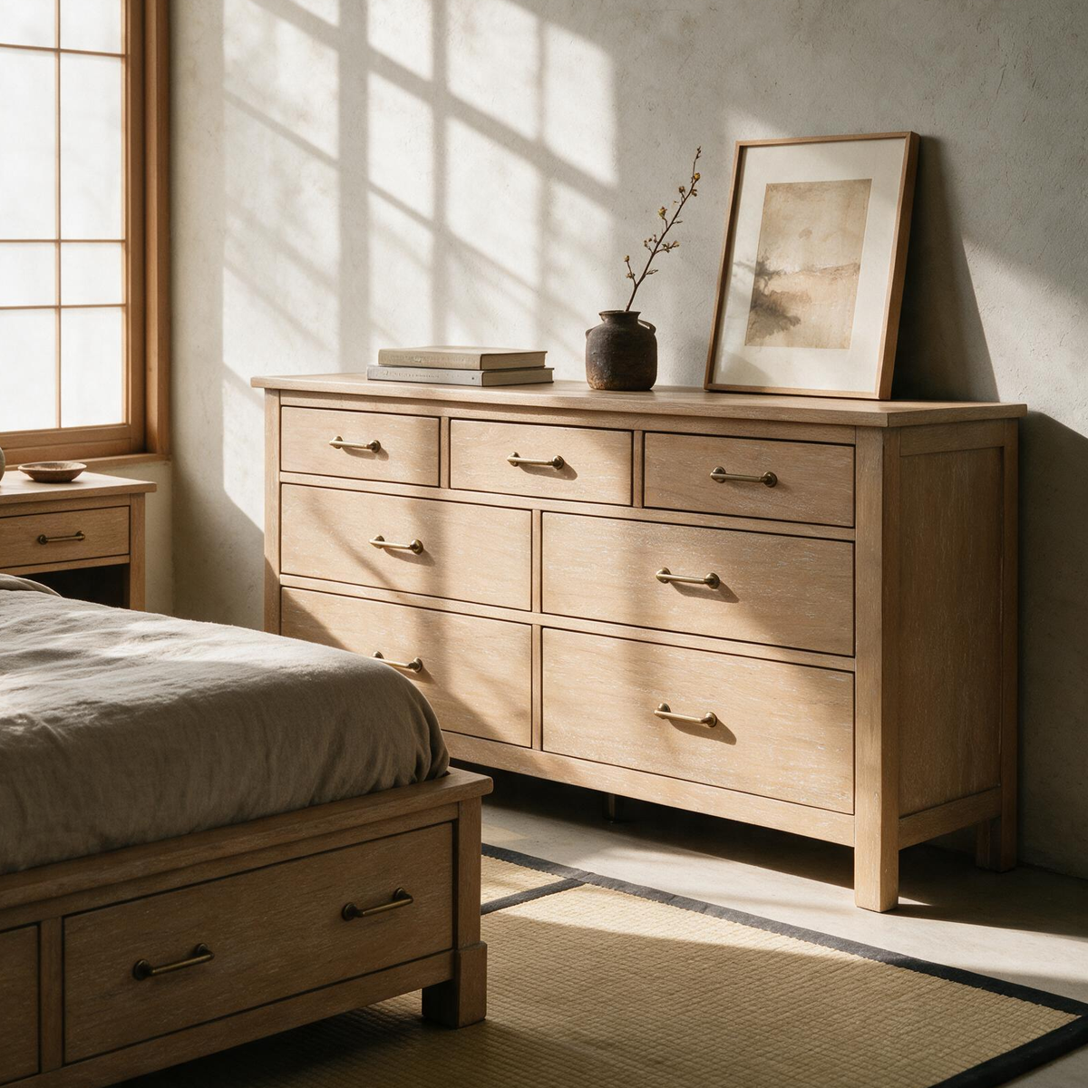 COLAMY HUSH Mid-Century 7 Drawer Double Dresser for Bedroom