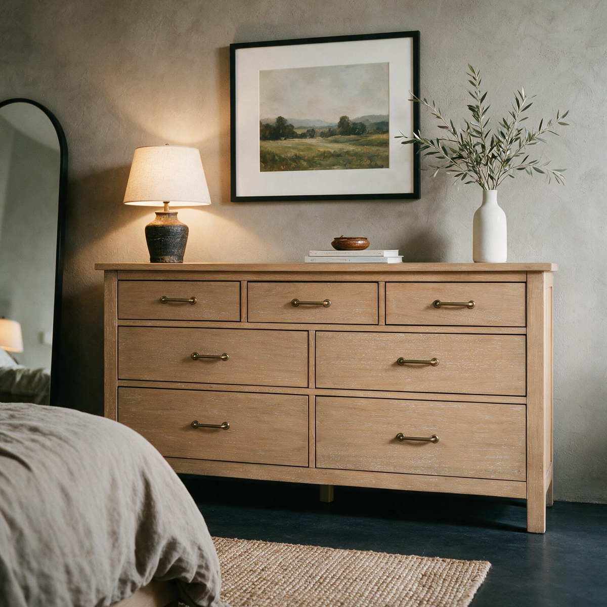 COLAMY HUSH Mid-Century 7 Drawer Double Dresser for Bedroom