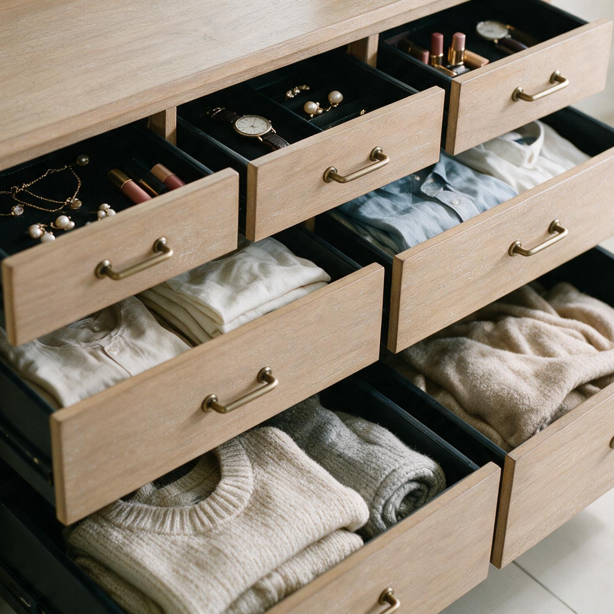 COLAMY HUSH Mid-Century 7 Drawer Double Dresser for Bedroom