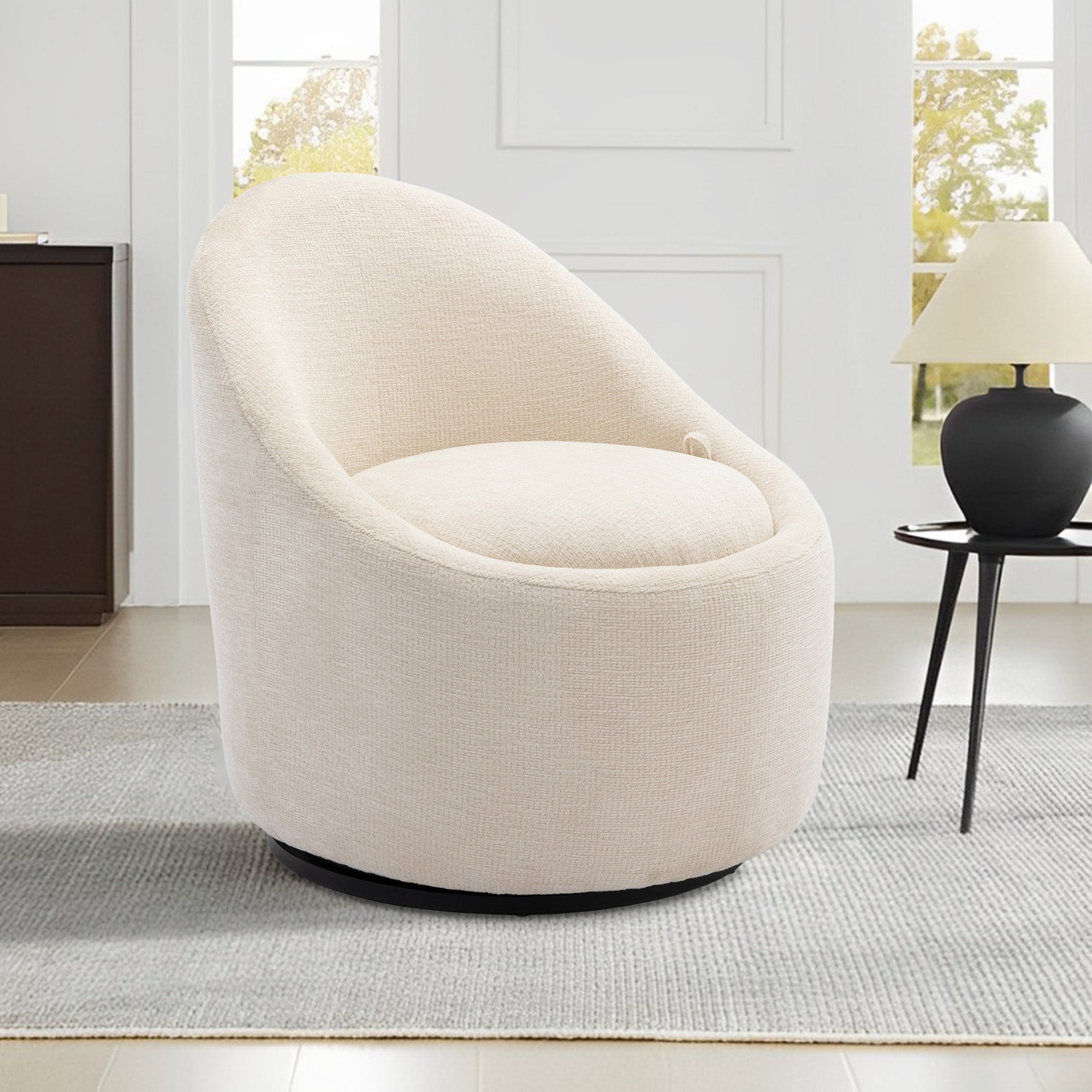 Colamy Chenille Fabric 360° Swivel Accent Chair Model.W188