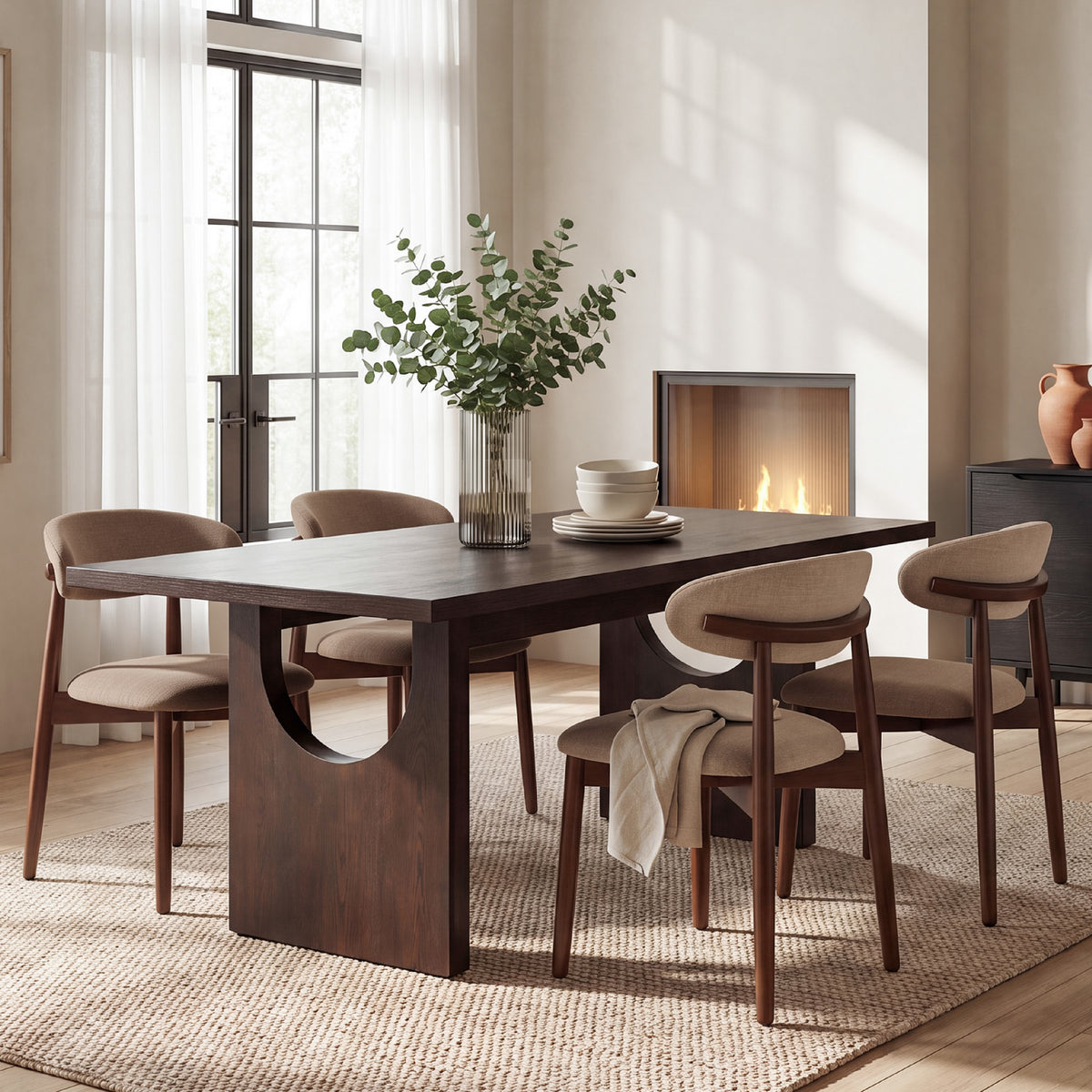 COLAMY HALO 72" Dining Table with NOYA Dining Chairs Set for 4-6