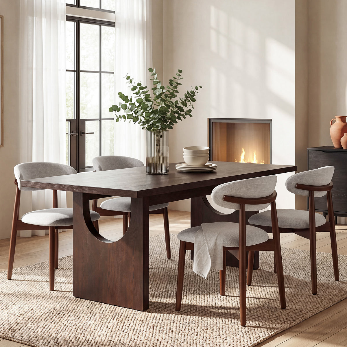 COLAMY HALO 72" Dining Table with NOYA Dining Chairs Set for 4-6