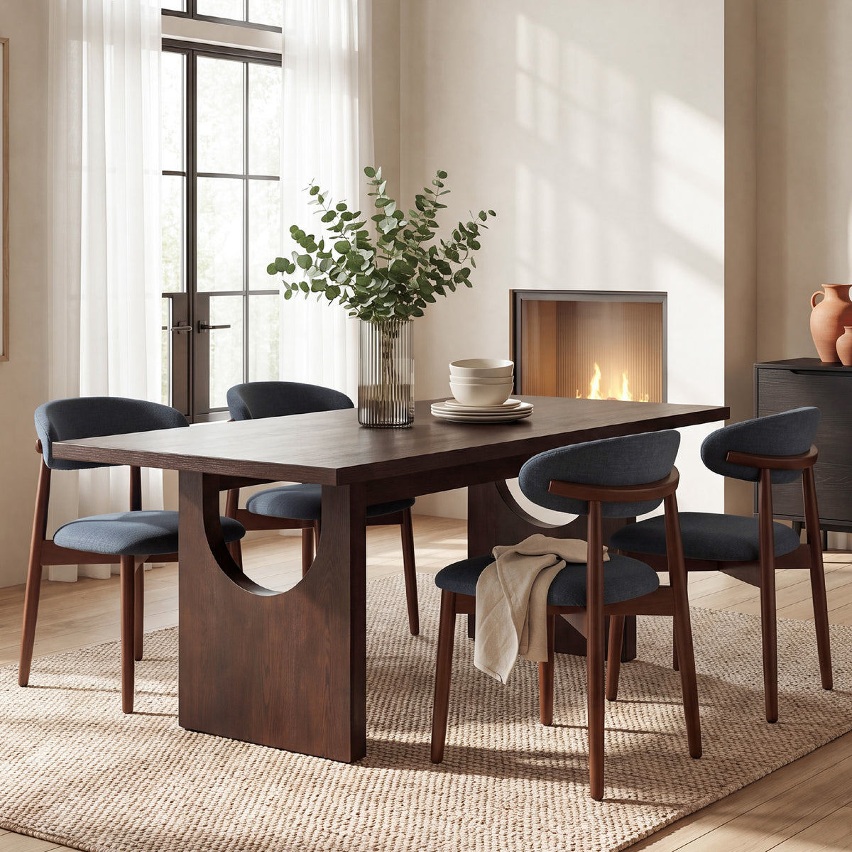 COLAMY HALO 72" Dining Table with NOYA Dining Chairs Set for 4-6