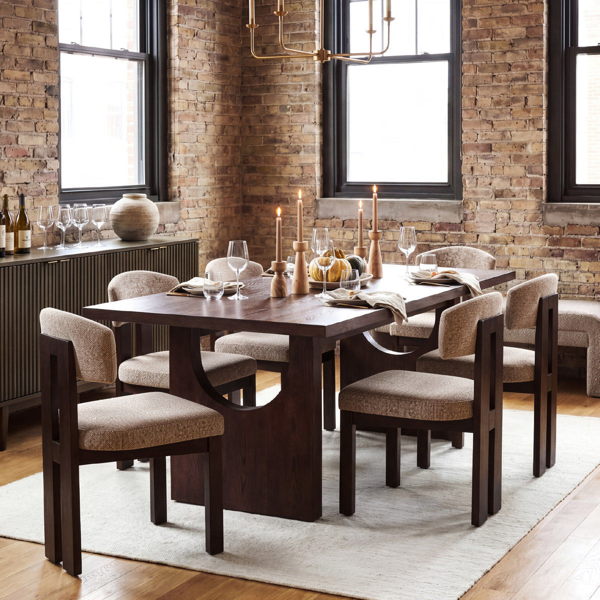 COLAMY HALO 72" Dining Table with HALO Wood Dining Chairs Set for 4-6