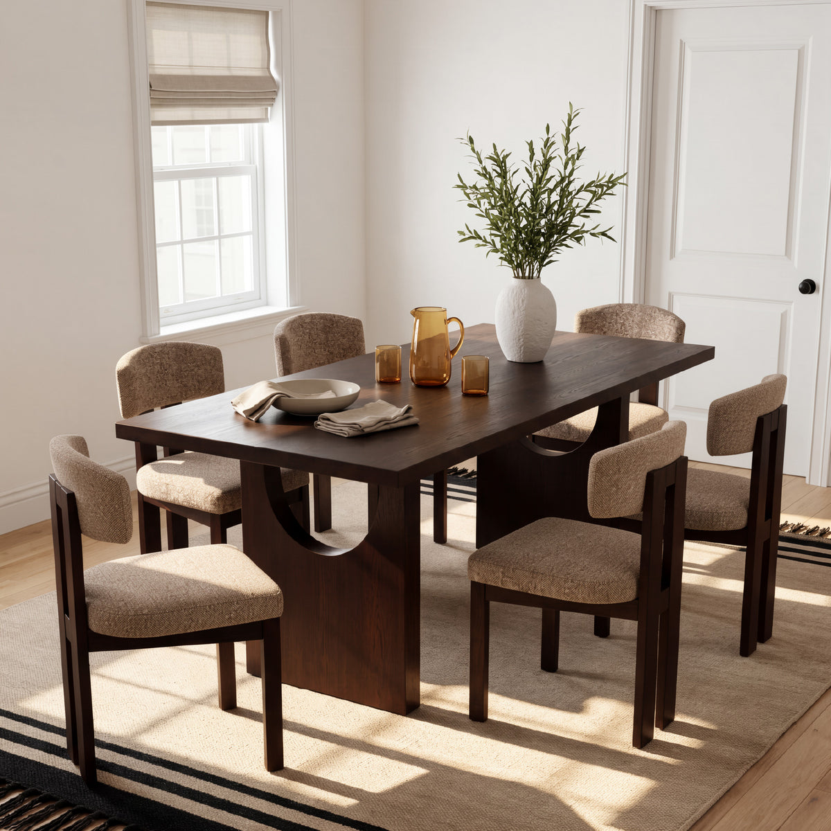 COLAMY HALO 72" Dining Table with HALO Wood Dining Chairs Set for 4-6