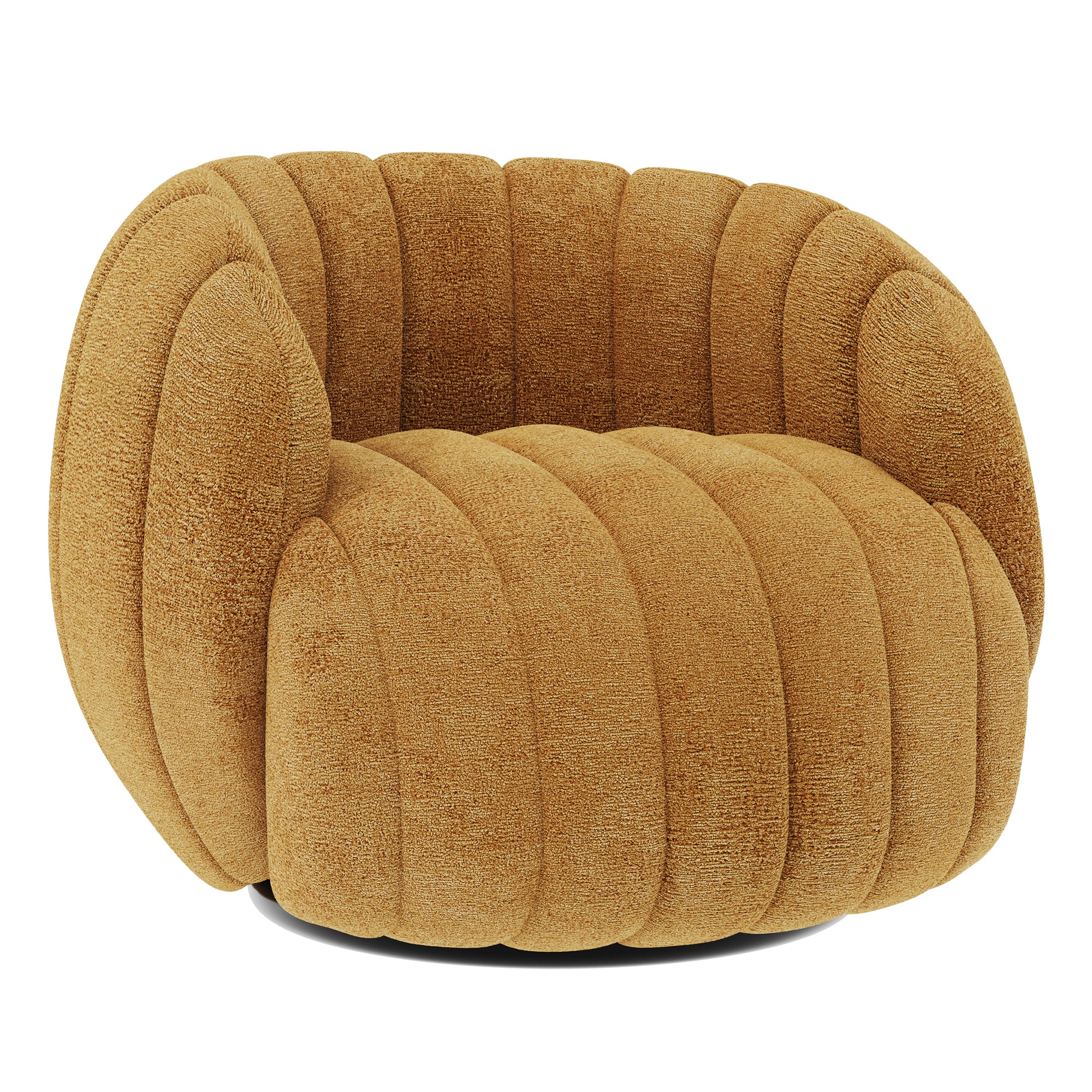 COLAMY Pumpkin Shape Velvet Accent Chair