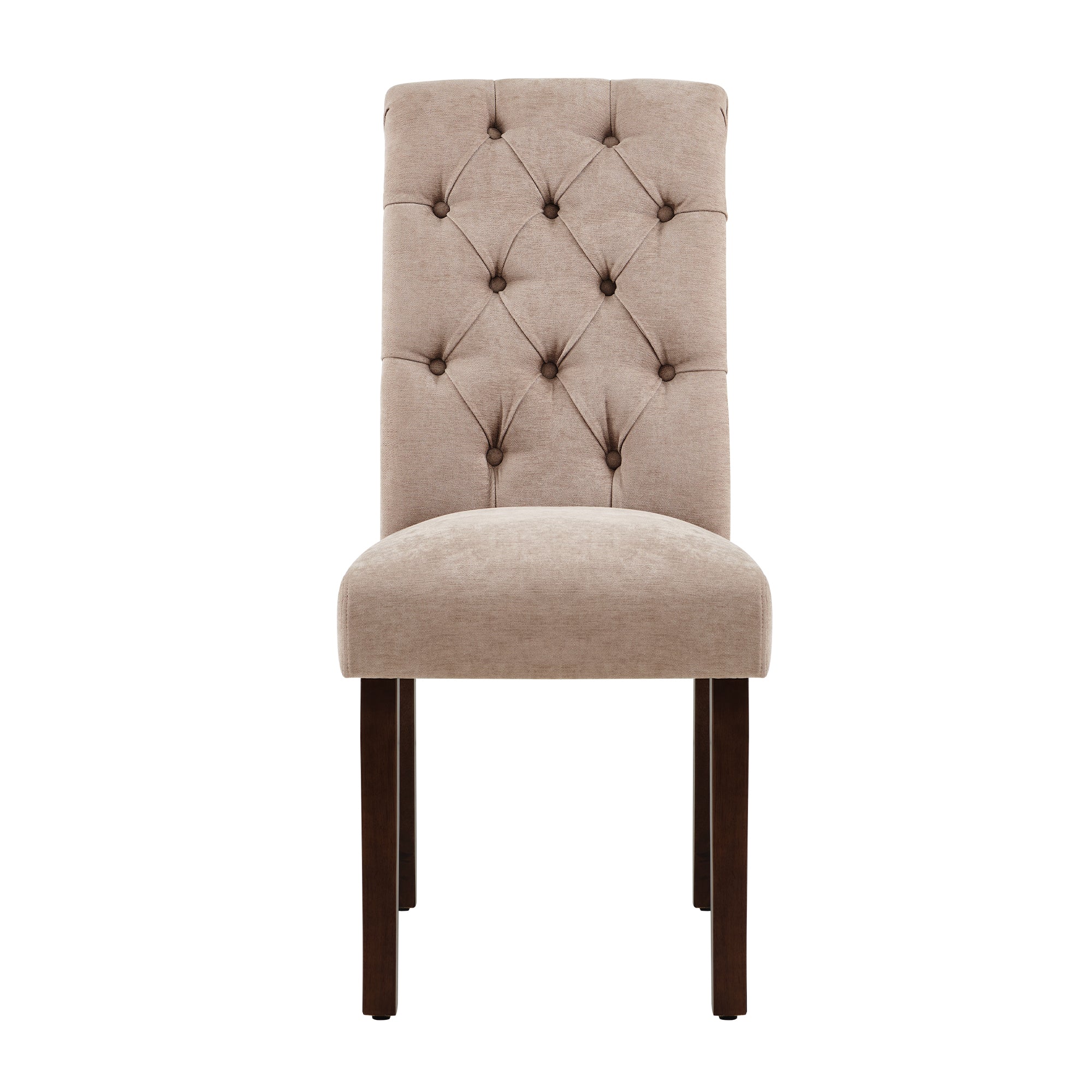 COLAMY Tufted Fabric Rolled Back Dining Chair
