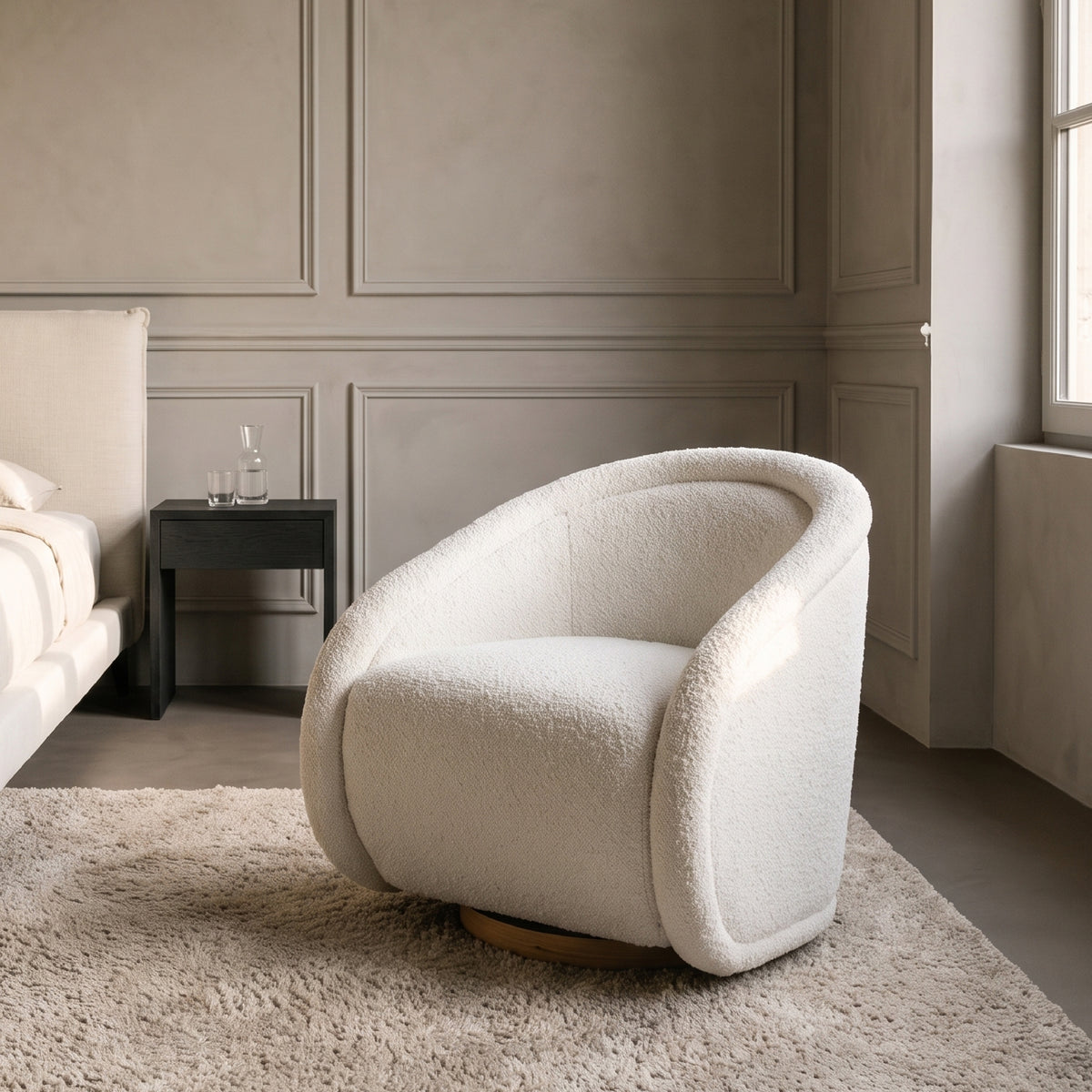 COLAMY AURA Sculpted Swivel Accent Chair