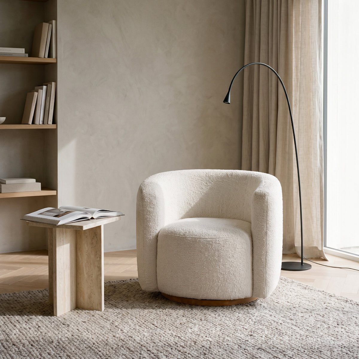 COLAMY AURA Compact Barrel Swivel Accent Chair