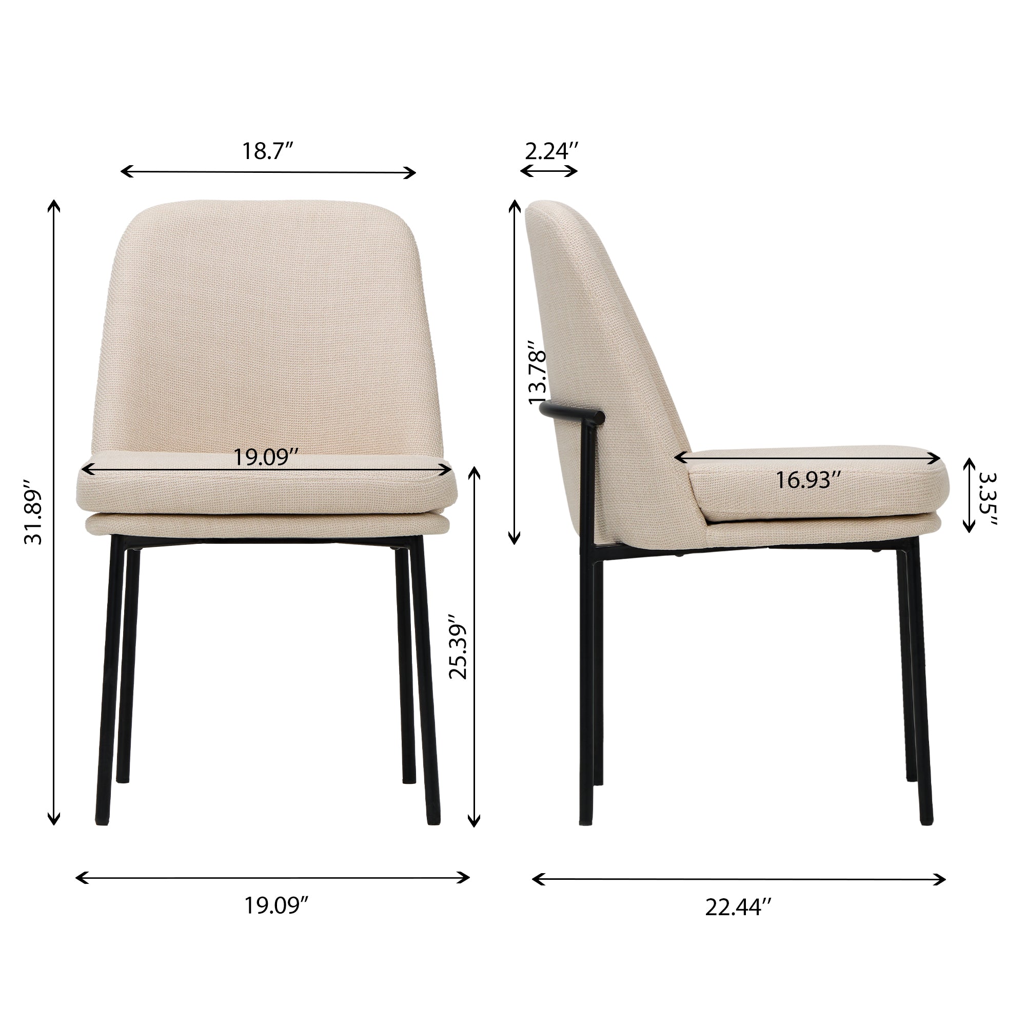 COLAMY Upholstered Curved Back Dining Chairs