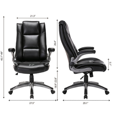 COLAMY 300LBS Ergonomic Lether Office Chair with Flip-up Armrests Model 2199