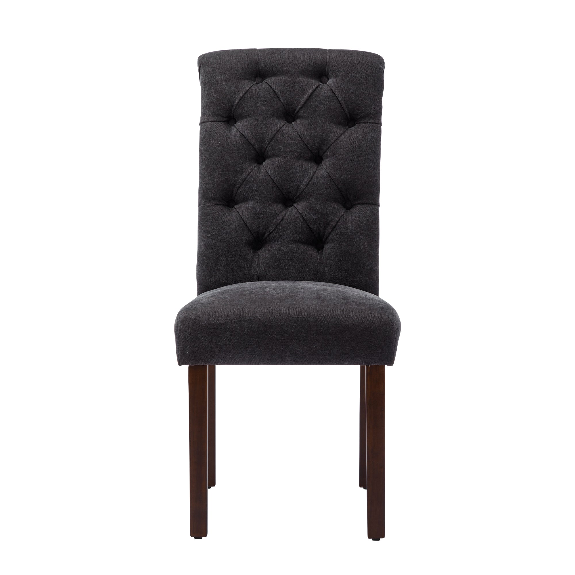 COLAMY Tufted Fabric Rolled Back Dining Chair