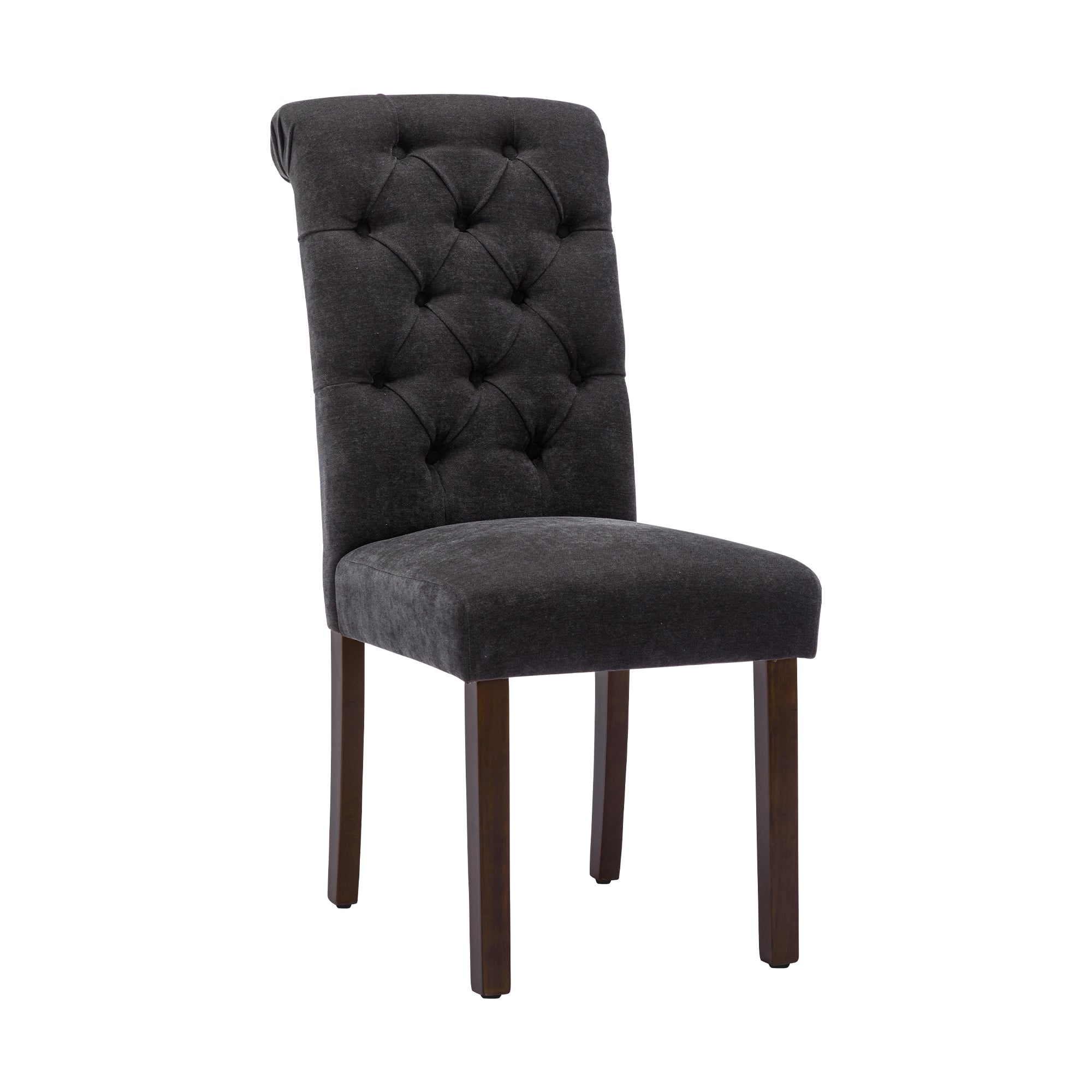 COLAMY Tufted Fabric Rolled Back Dining Chair