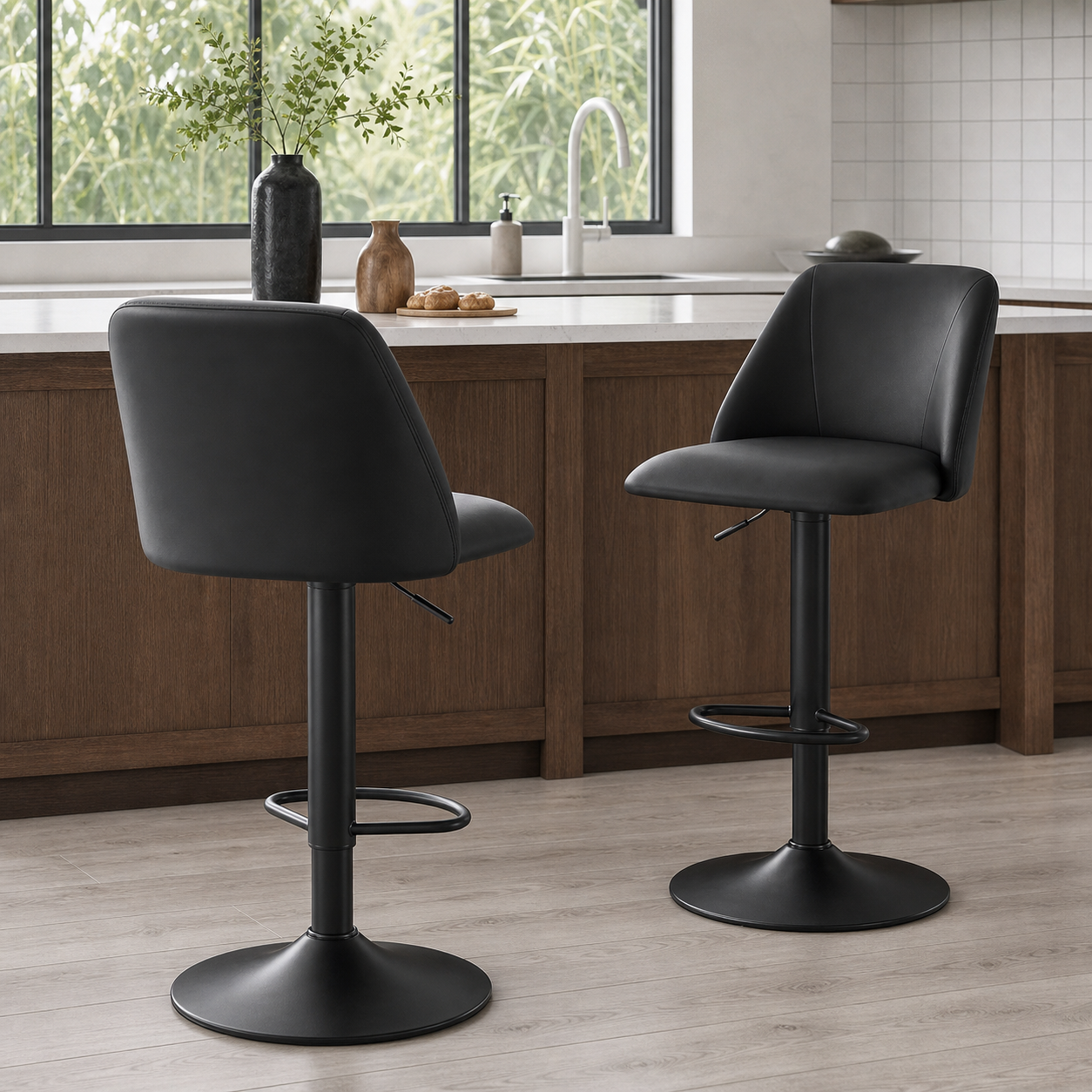 COLAMY Modern Upholstered Adjustable Height Bar Stools