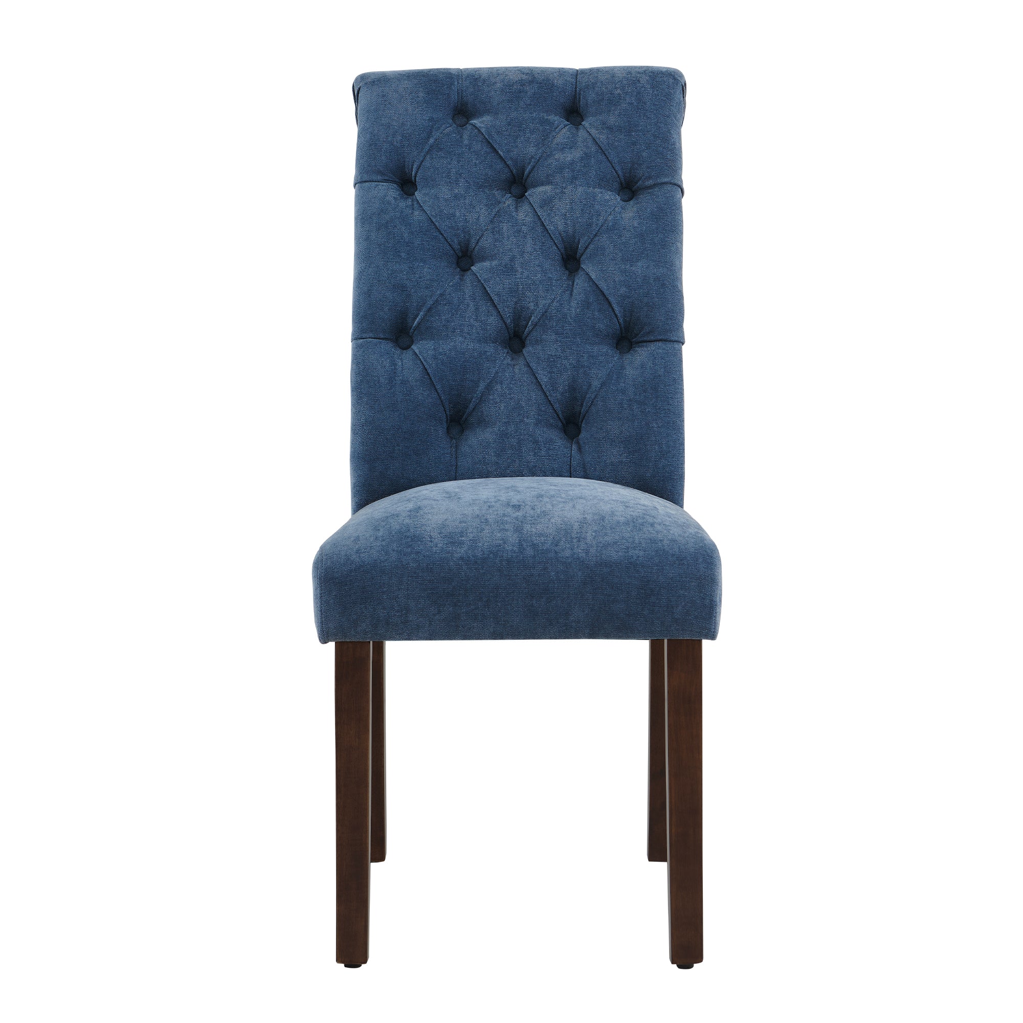 COLAMY Tufted Fabric Rolled Back Dining Chair