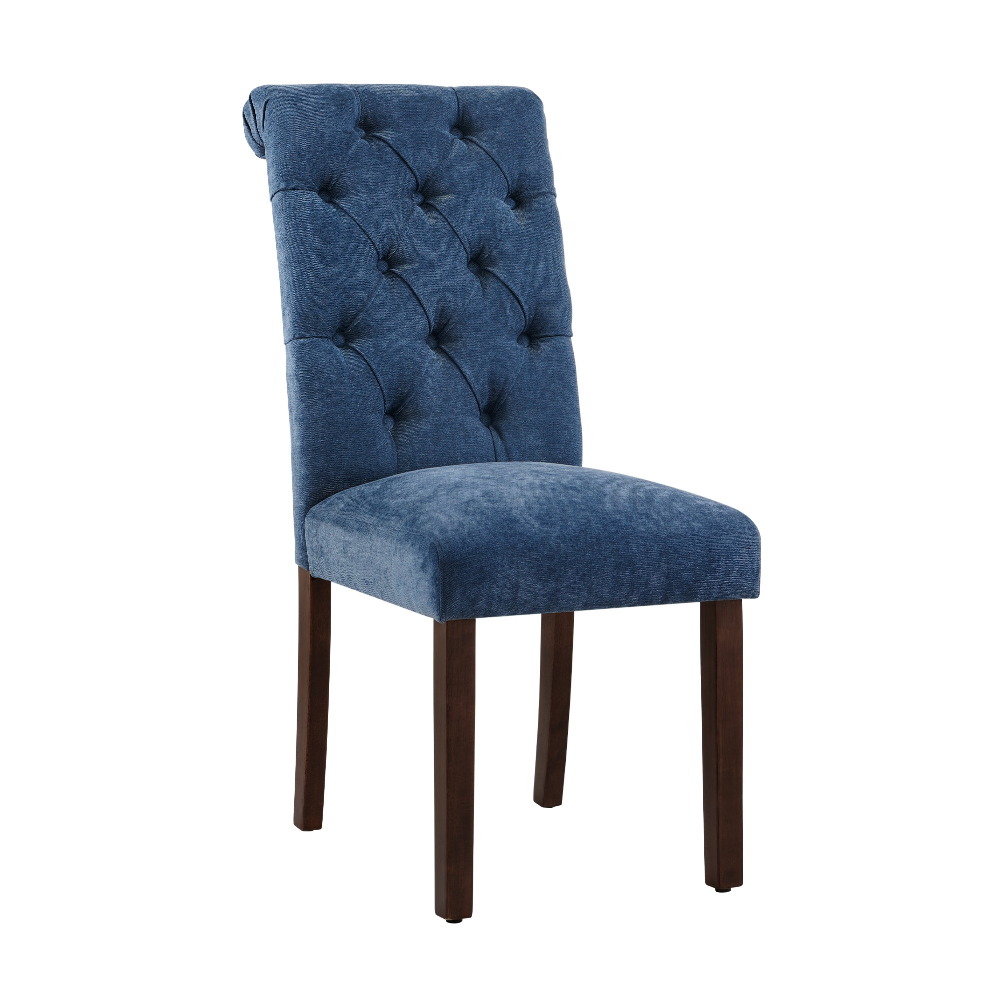 COLAMY Tufted Fabric Rolled Back Dining Chair