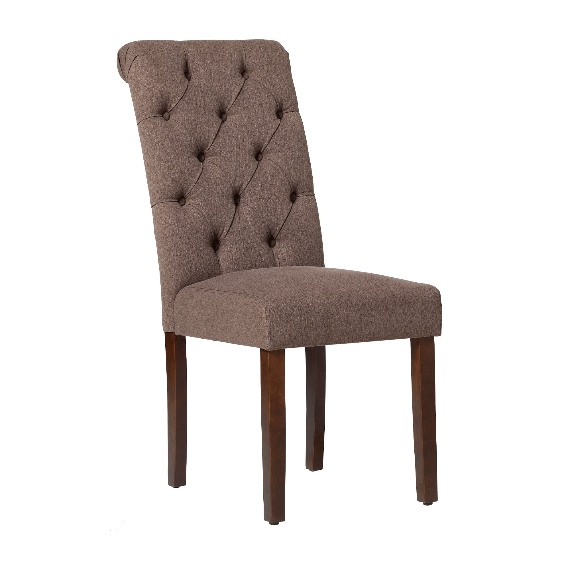 COLAMY Tufted Fabric Rolled Back Dining Chair