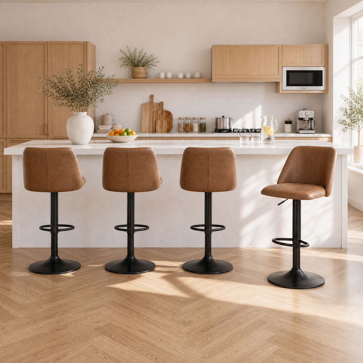 COLAMY Modern Upholstered Adjustable Height Bar Stools